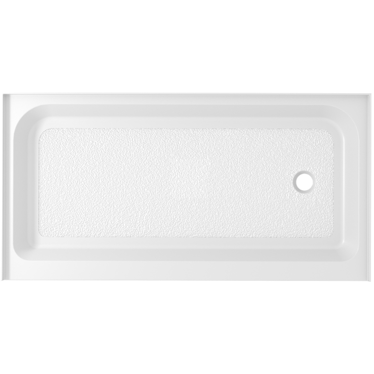 Laredo Glossy White Shower Base in 60 x 32 Right Drain