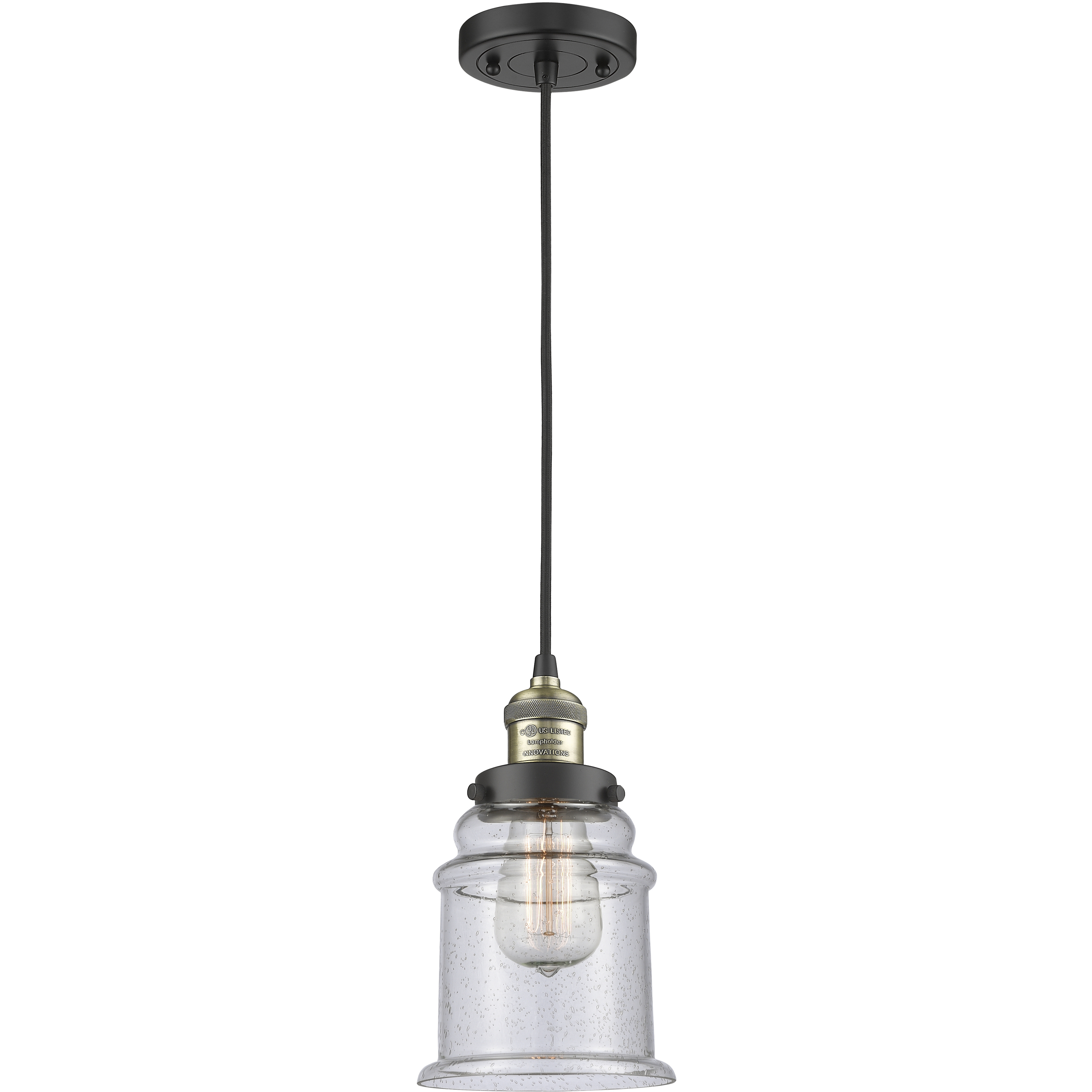 Franklin Restoration Canton 1 Light 6 inch Black Antique Brass Mini Pendant Ceiling Light in Incandescent, Seedy, Franklin Restoration