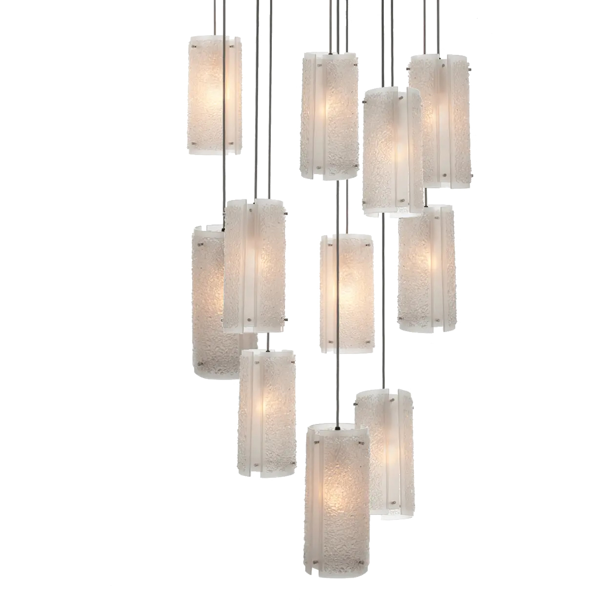 Textured Glass 11 Light 33.4 inch Burnished Bronze Multi-Pendant Ceiling Light