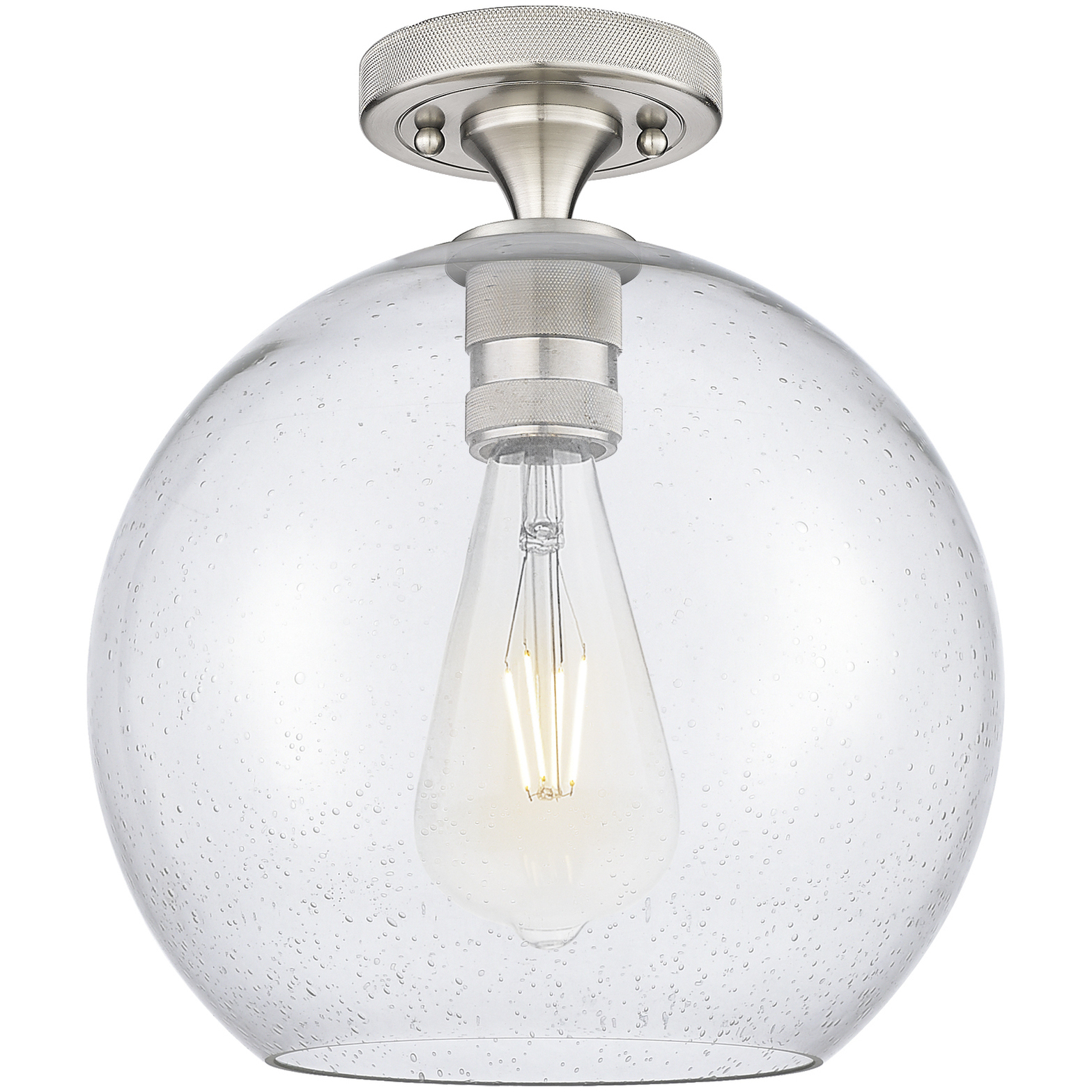 Crown Point 1 Light 10 inch Satin Nickel Flush Mount Ceiling Light in Seedy Glass