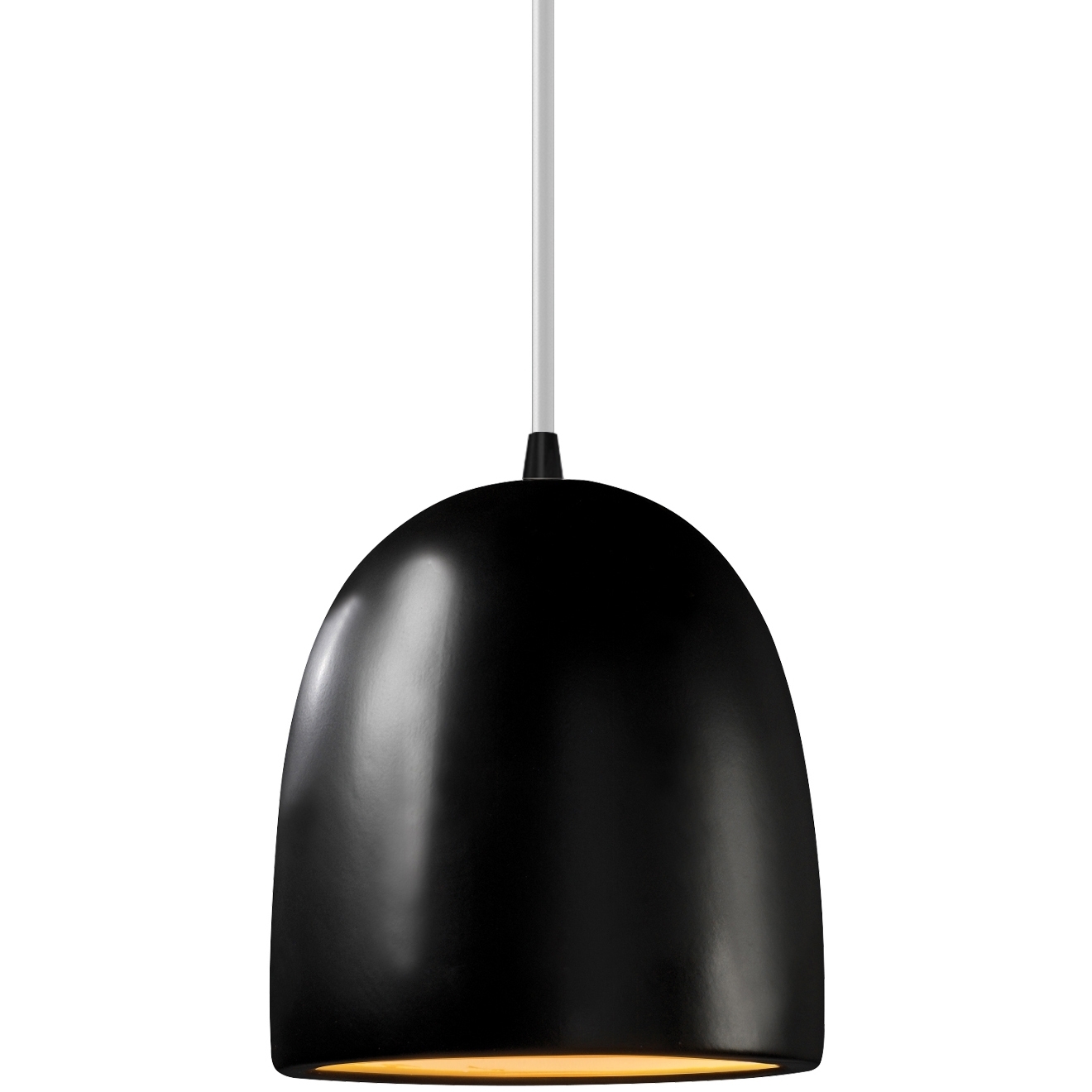 Radiance Collection - Bell Single Drop Pendant in Matte Black, Replaceable Bulb, Carbon Matte Black/Champagne Gold, White, Form+Finish+Function