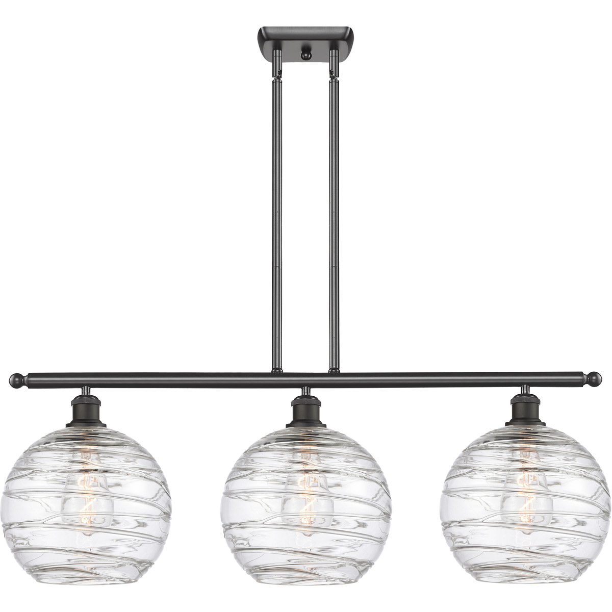Ballston Deco Swirl 3 Light 37 inch Oil Rubbed Bronze Island Light Ceiling Light