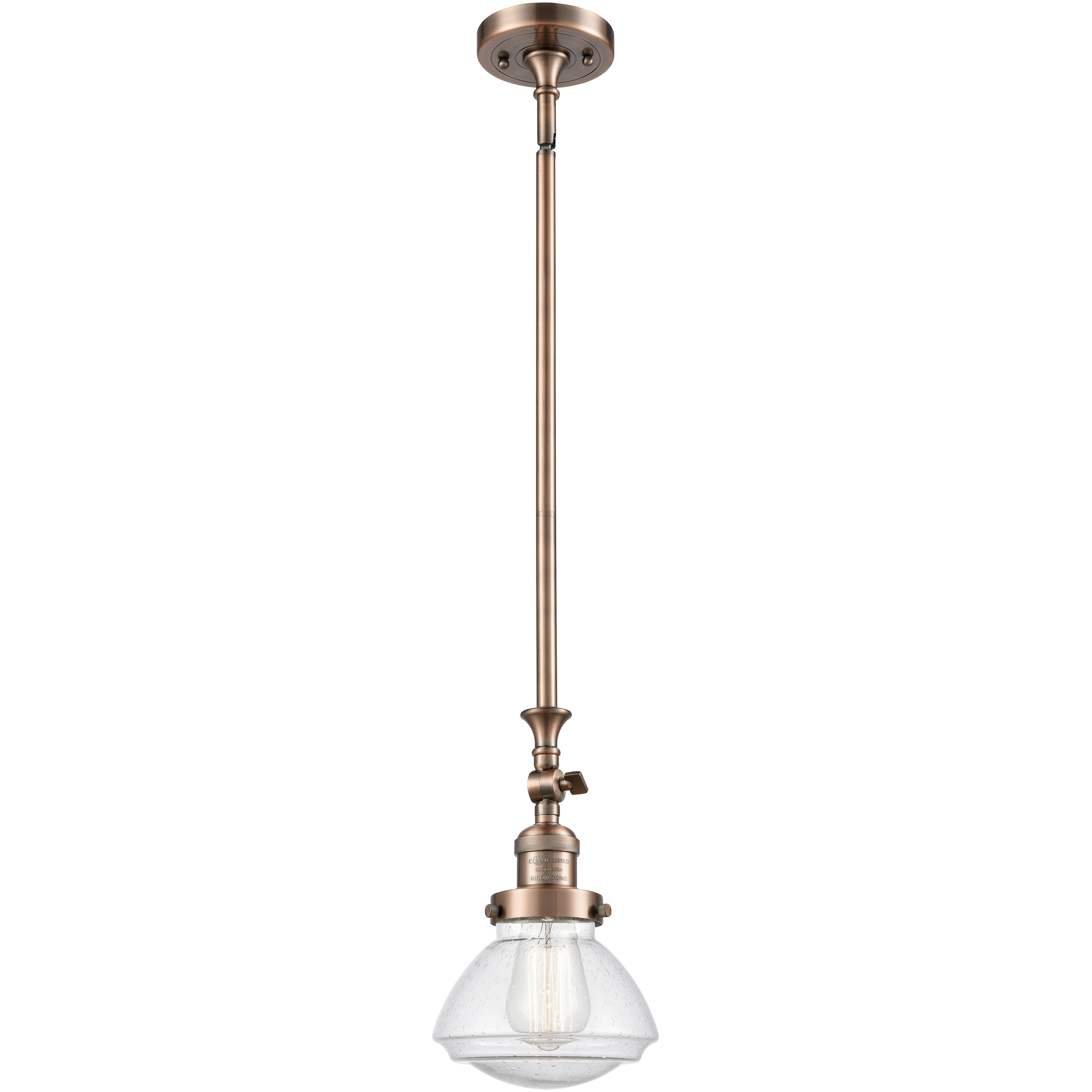 Franklin Restoration Olean LED 6.75 inch Antique Copper Mini Pendant Ceiling Light in Seedy, Franklin Restoration