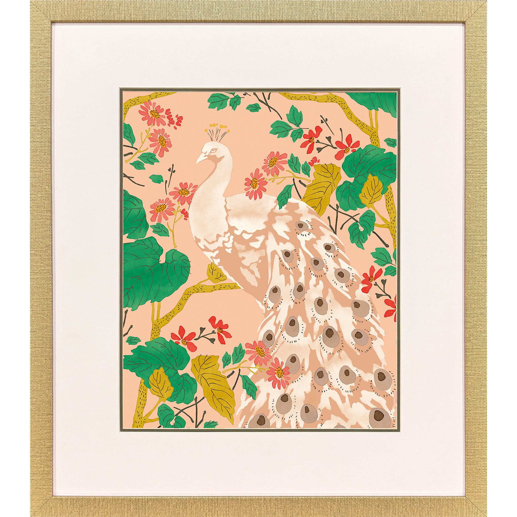 Peacock Paradise II Orange and Green and Red and Pink Framed Art, Propac