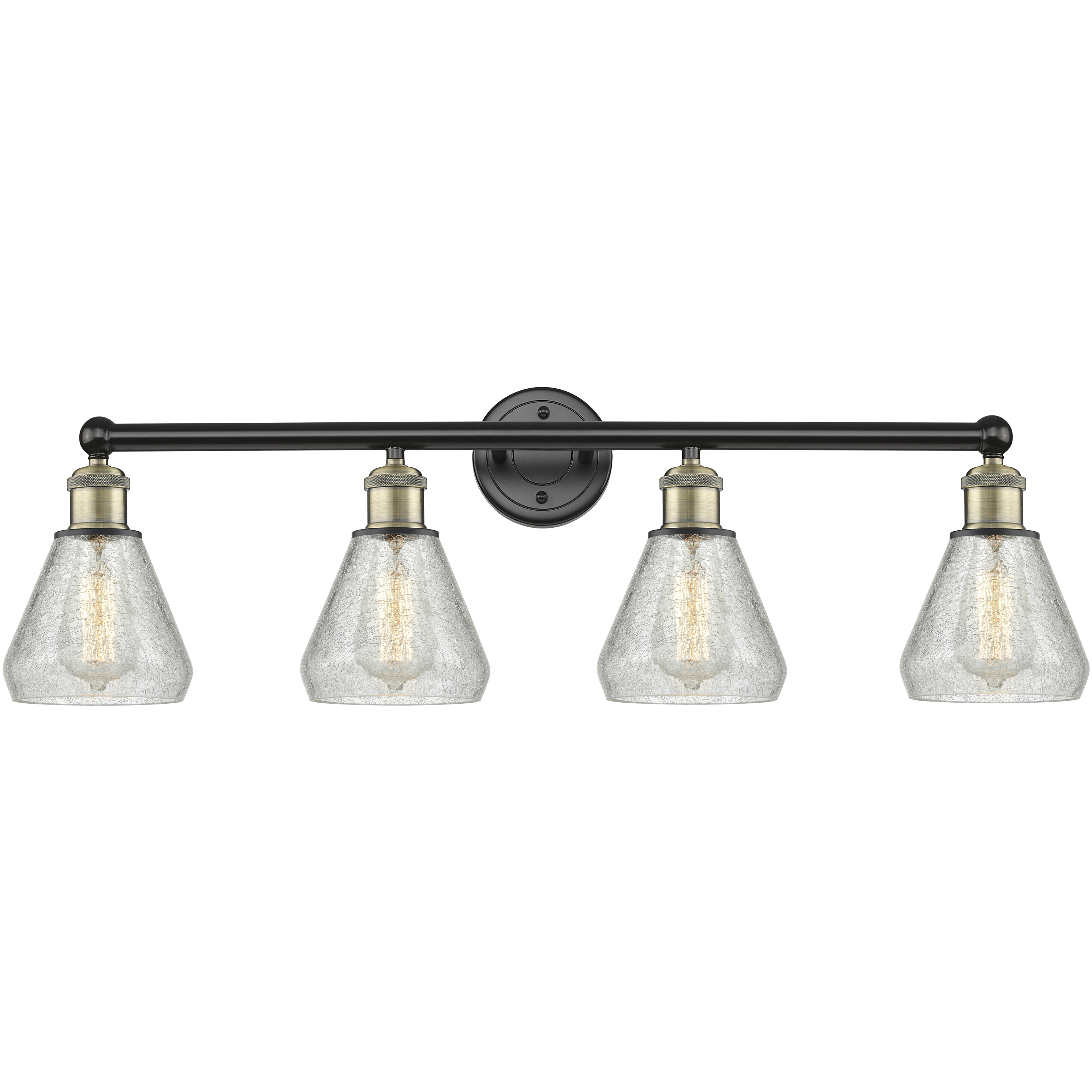Conesus 4 Light 33 inch Black Antique Brass Bath Vanity Light Wall Light