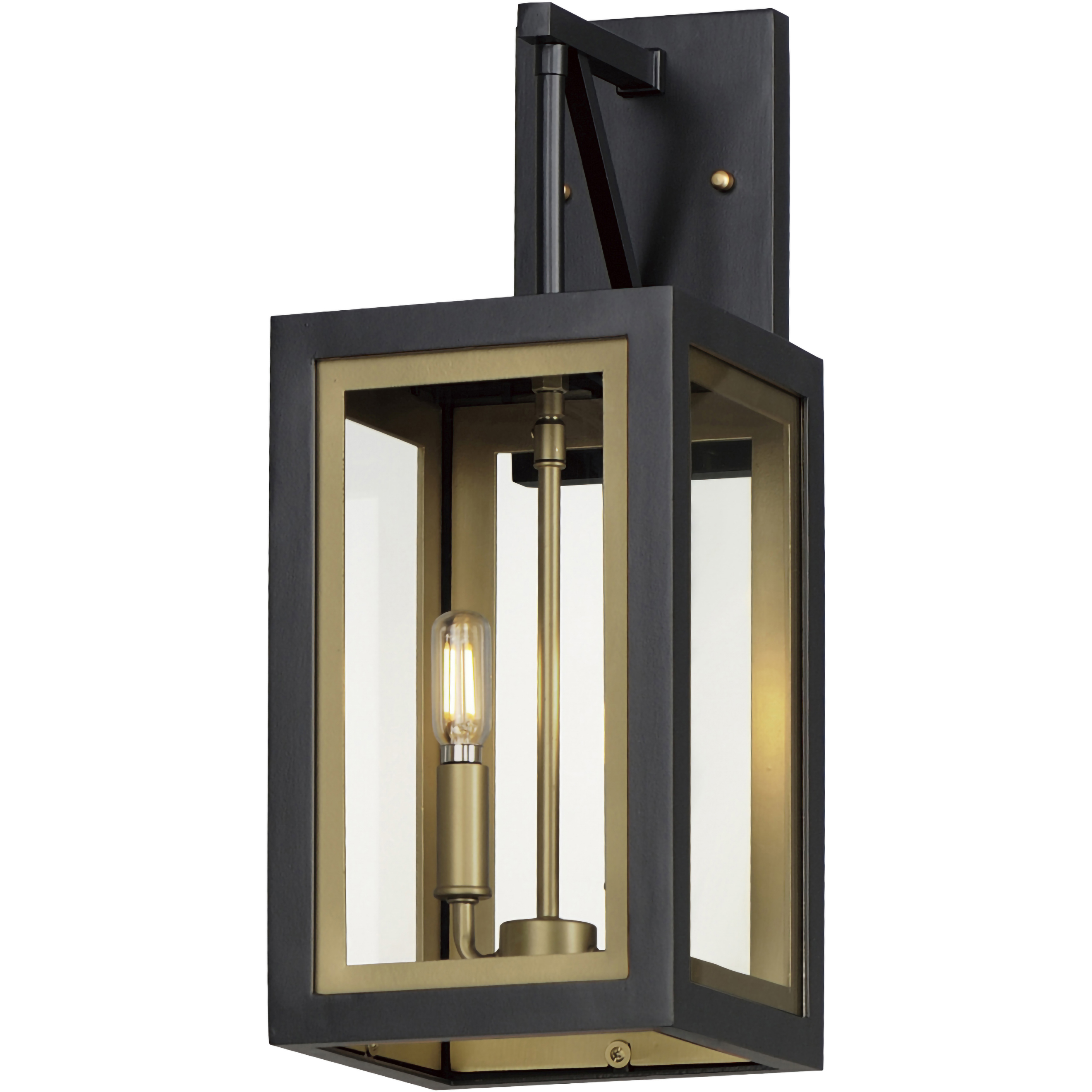 Neoclass 2 Light 18 inch Black and Gold Outdoor Wall Mount