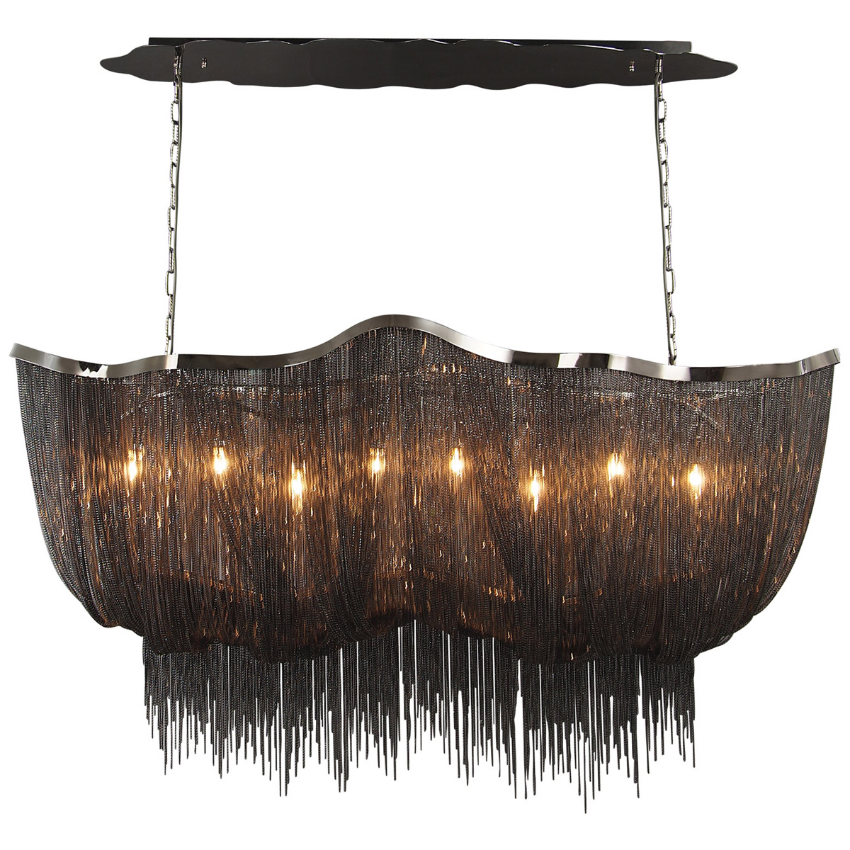 Mullholand Dr. 8 Light 59 inch Black Chrome Jewelry Chain Hanging Chandelier Ceiling Light