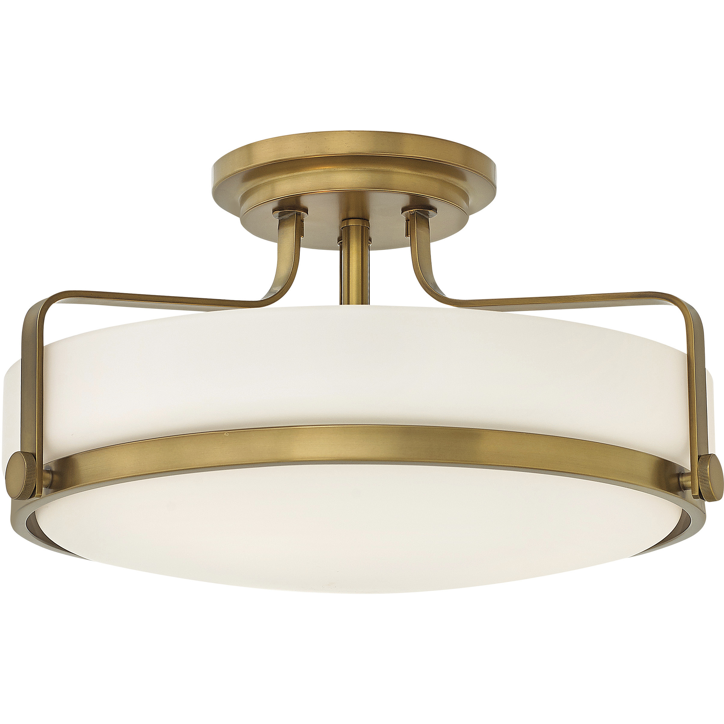Harper 3 Light 18 inch Heritage Brass Indoor Semi-Flush Mount Ceiling Light in White
