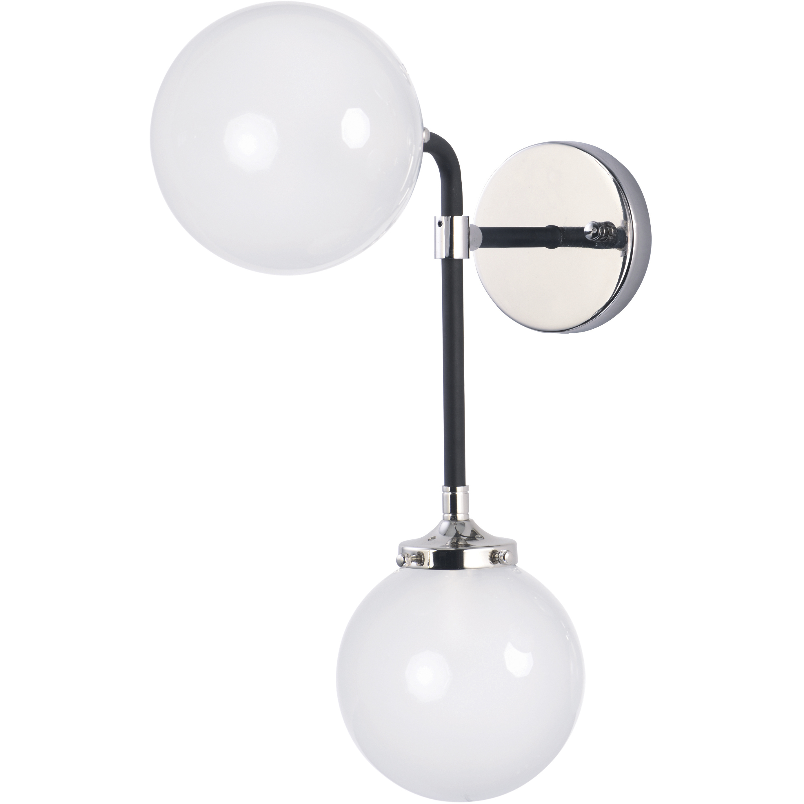 Atom 2 Light 6 inch Black and Polished Nickel Wall Sconce Wall Light