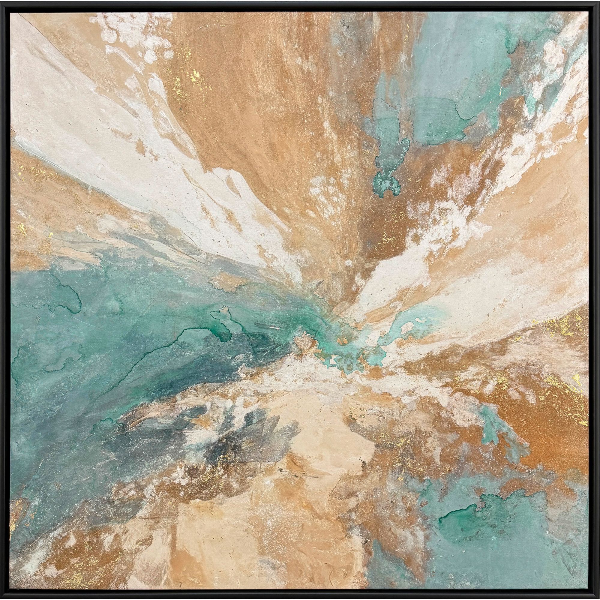 Tranquil Blend Turquoise and Teal and Orange and White Canvas, The Studio