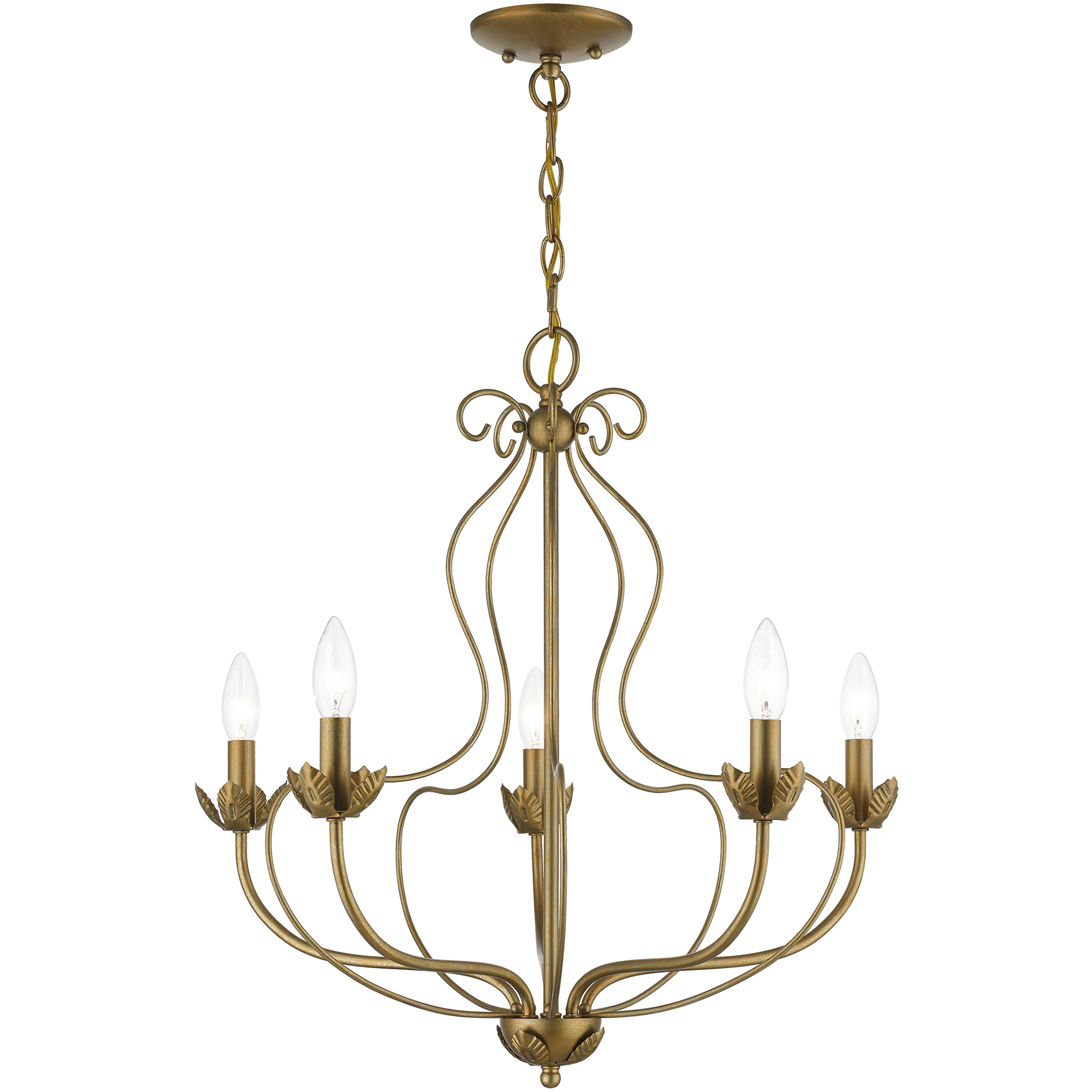 Katarina 5 Light 23 inch Antique Gold Leaf Chandelier Ceiling Light