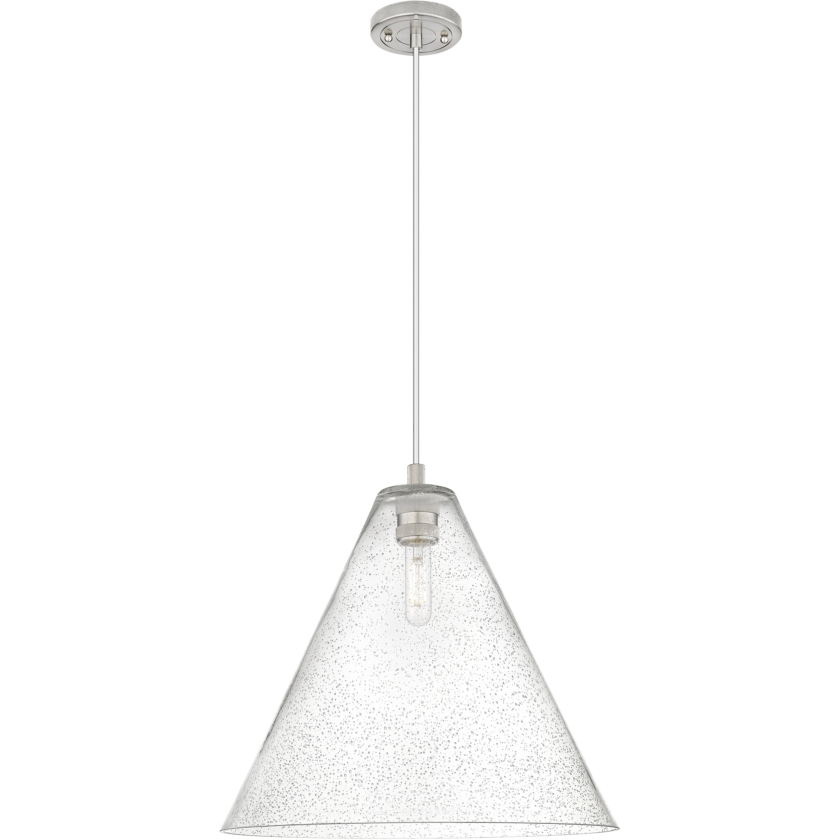 Crown Point 1 Light 16 inch Satin Nickel Pendant Ceiling Light in Seedy Glass