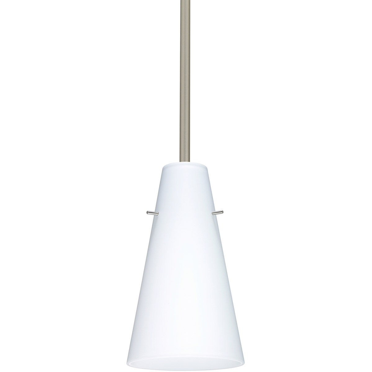 Cierro LED Satin Nickel Stem Pendant Ceiling Light in Opal Matte Glass