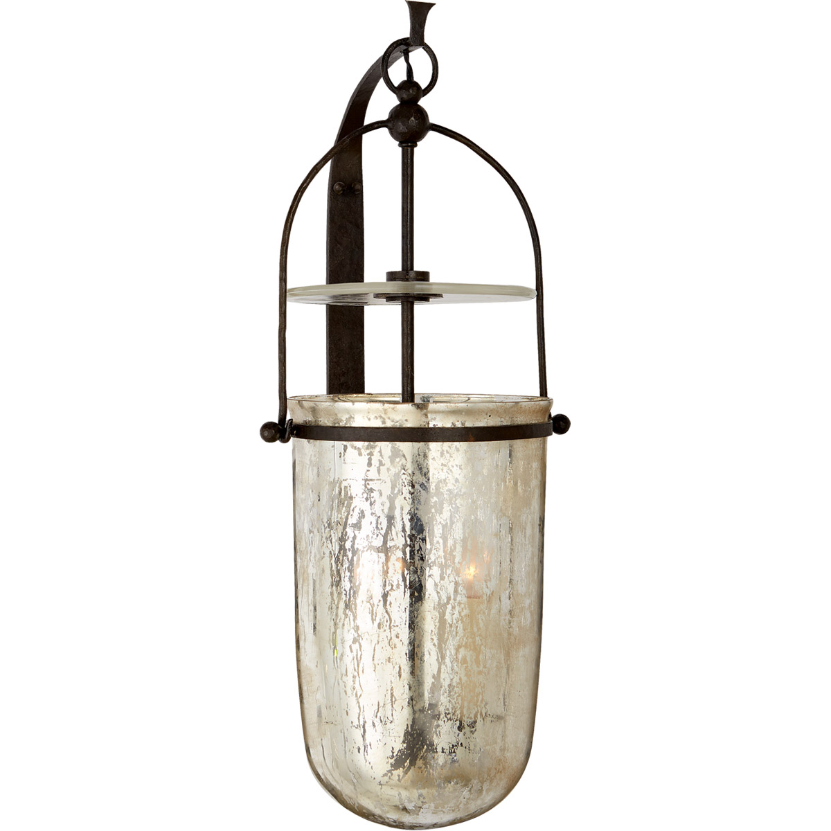 Chapman & Myers Lorford 3 Light 10 inch Aged Iron Sconce Wall Light in Mercury Glass, Medium