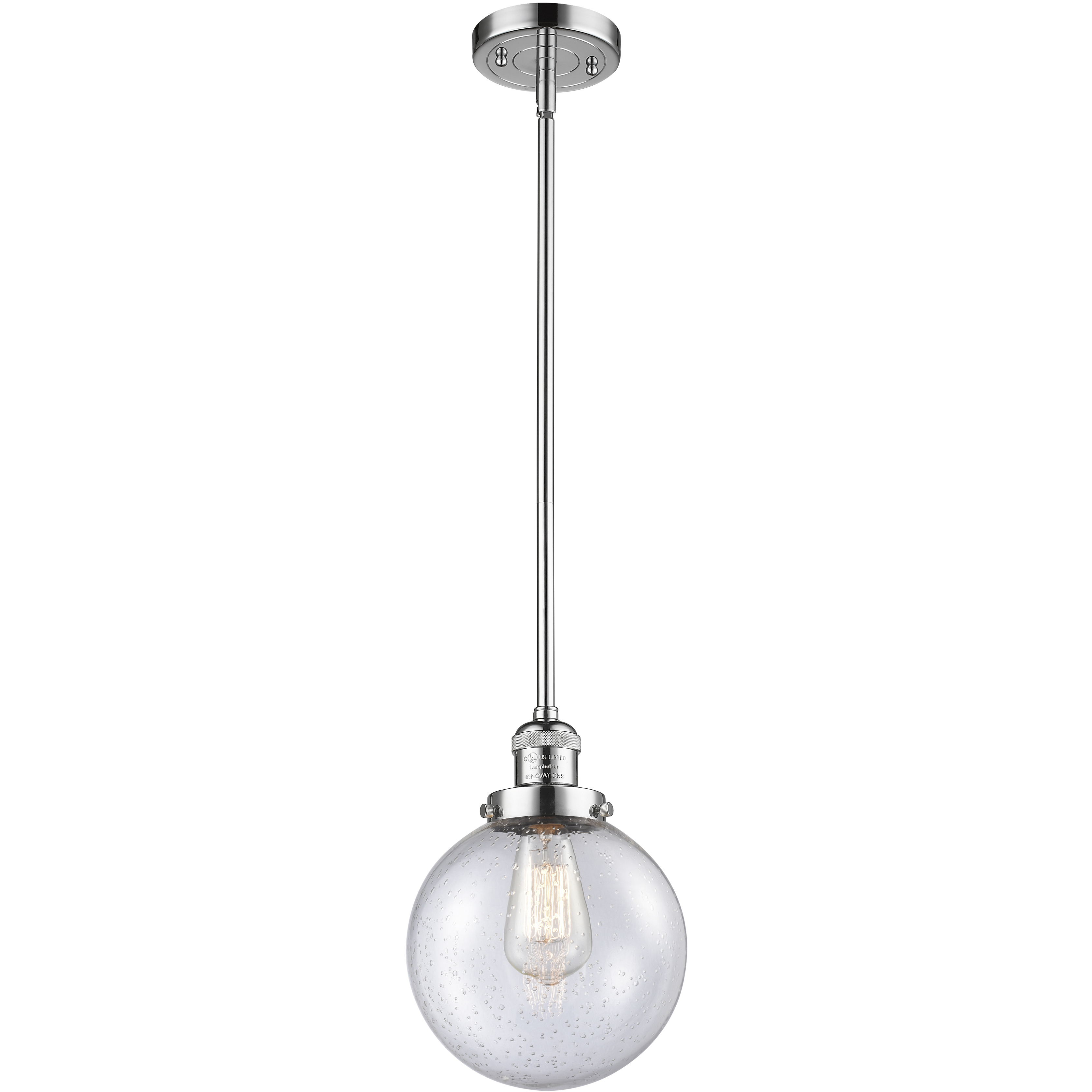 Franklin Restoration Beacon 1 Light 8 inch Polished Chrome Mini Pendant Ceiling Light in Incandescent, Seedy, Franklin Restoration