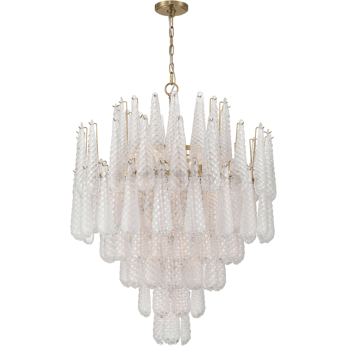 Ollie 21 Light 33.25 inch Aged Brass Chandelier Ceiling Light in Sand Glass Clear