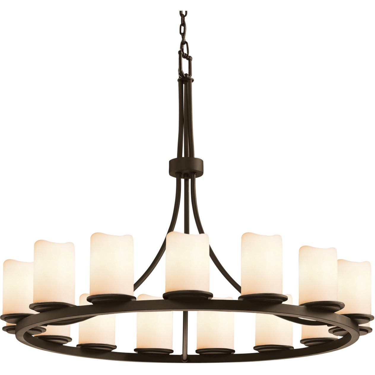 Candlearia LED 42 inch Dark Bronze Chandelier Ceiling Light in Cream (CandleAria), Cylinder with Melted Rim, 10500 Lm LED