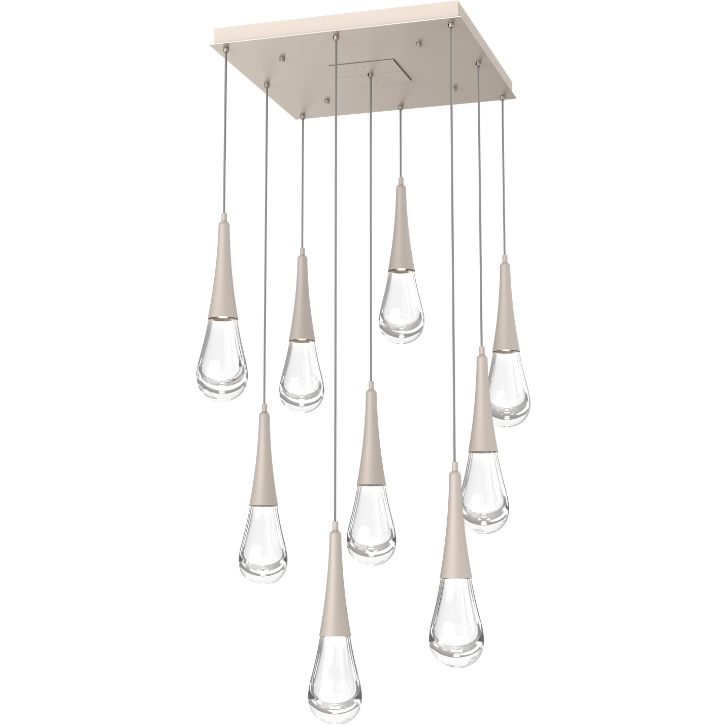 Rain Drop LED 26.8 inch Beige Silver Chandelier Ceiling Light in Metallic Beige Silver, 2700K LED, Multi-Port