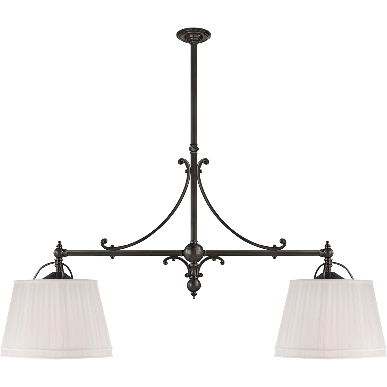 Chapman & Myers Sloane 4 Light 54 inch Bronze Double Shop Linear Pendant Ceiling Light in Linen