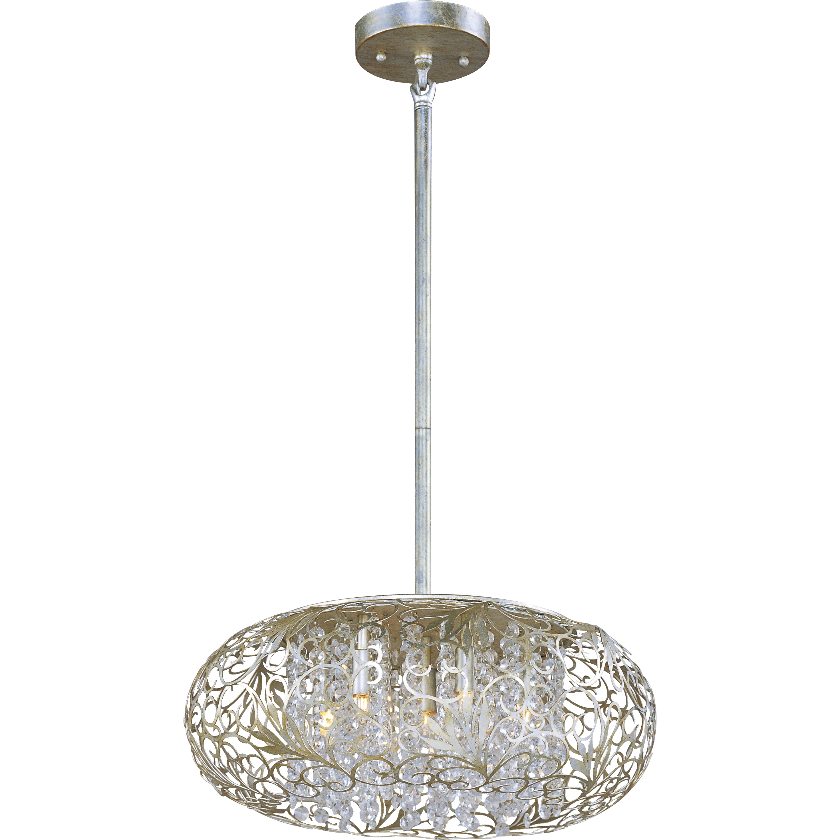 Arabesque LED 18 inch Golden Silver Single Pendant Ceiling Light in Beveled Crystal