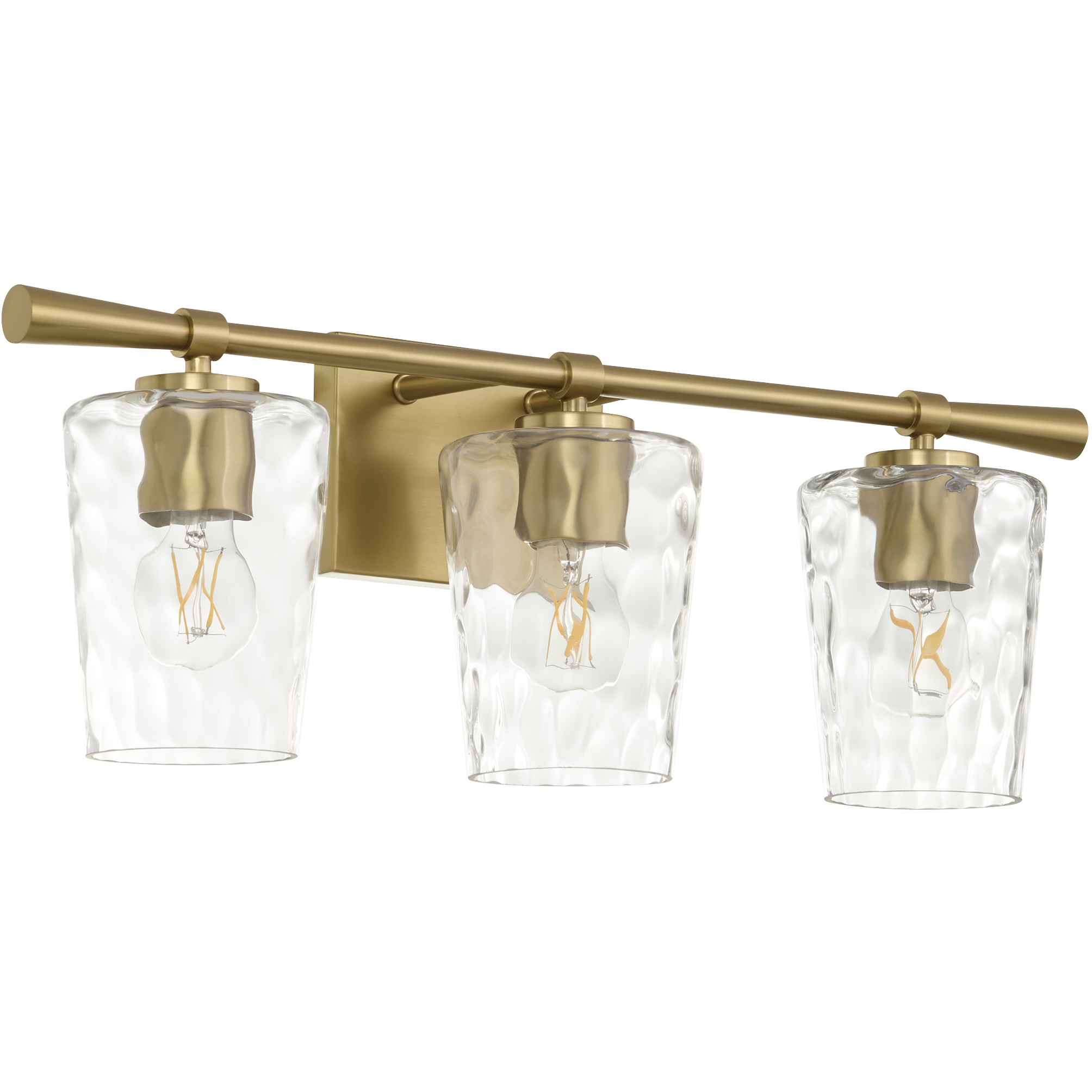 Goodwin 3 Light 25.19 inch Aged Brass Vanity Light Wall Light in Clear Hammered