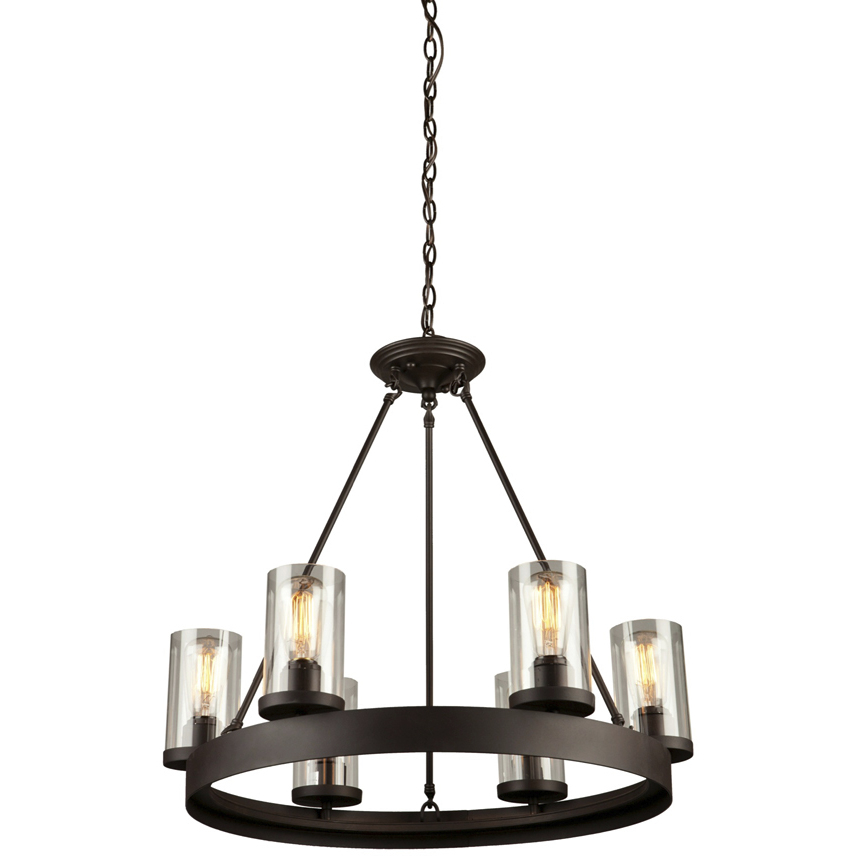 Menlo Park 6 Light 26 inch Oil Rubbed Bronze Up Chandelier Ceiling Light