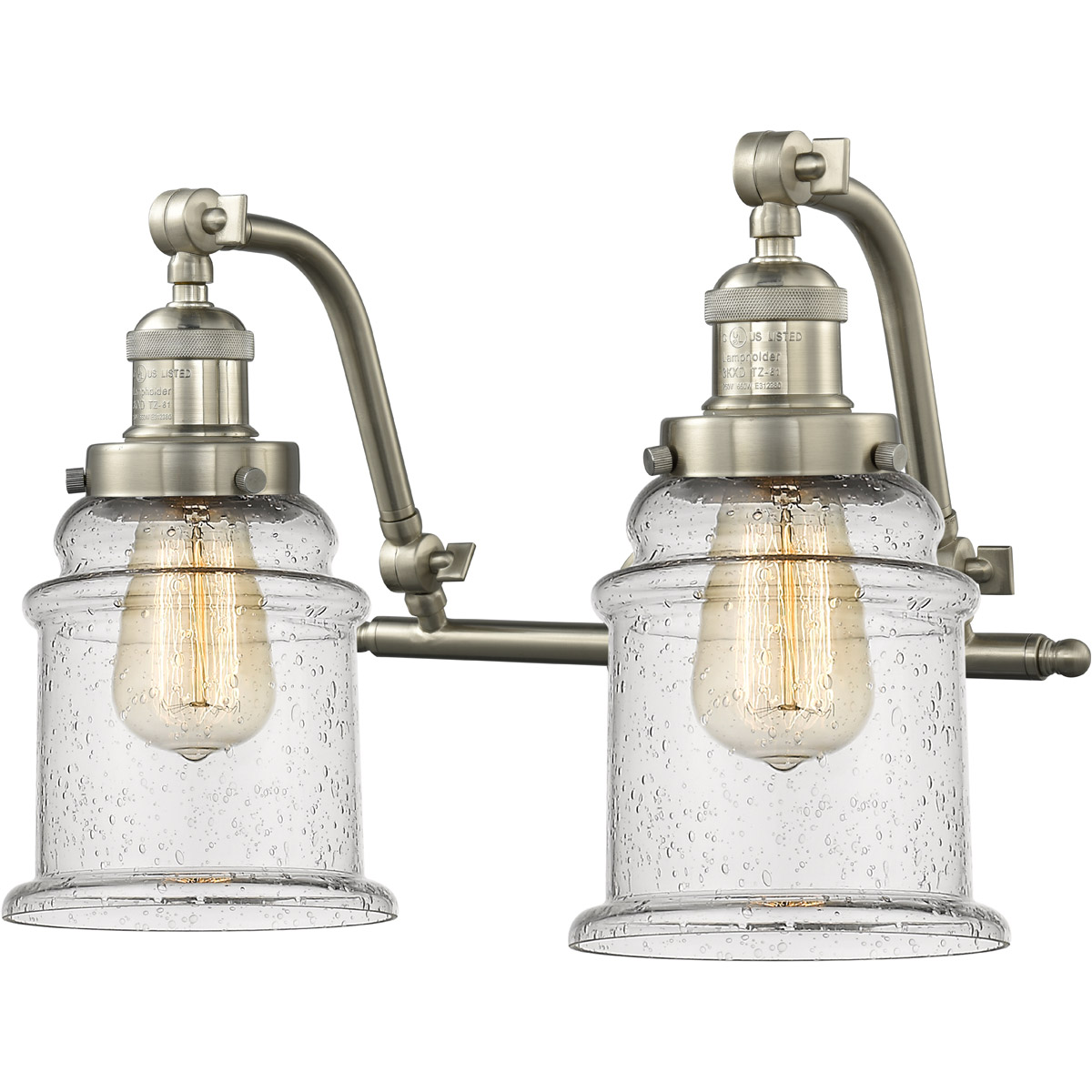 Franklin Restoration Canton LED 18 inch Brushed Satin Nickel Bath Vanity Light Wall Light in Seedy Glass, Franklin Restoration