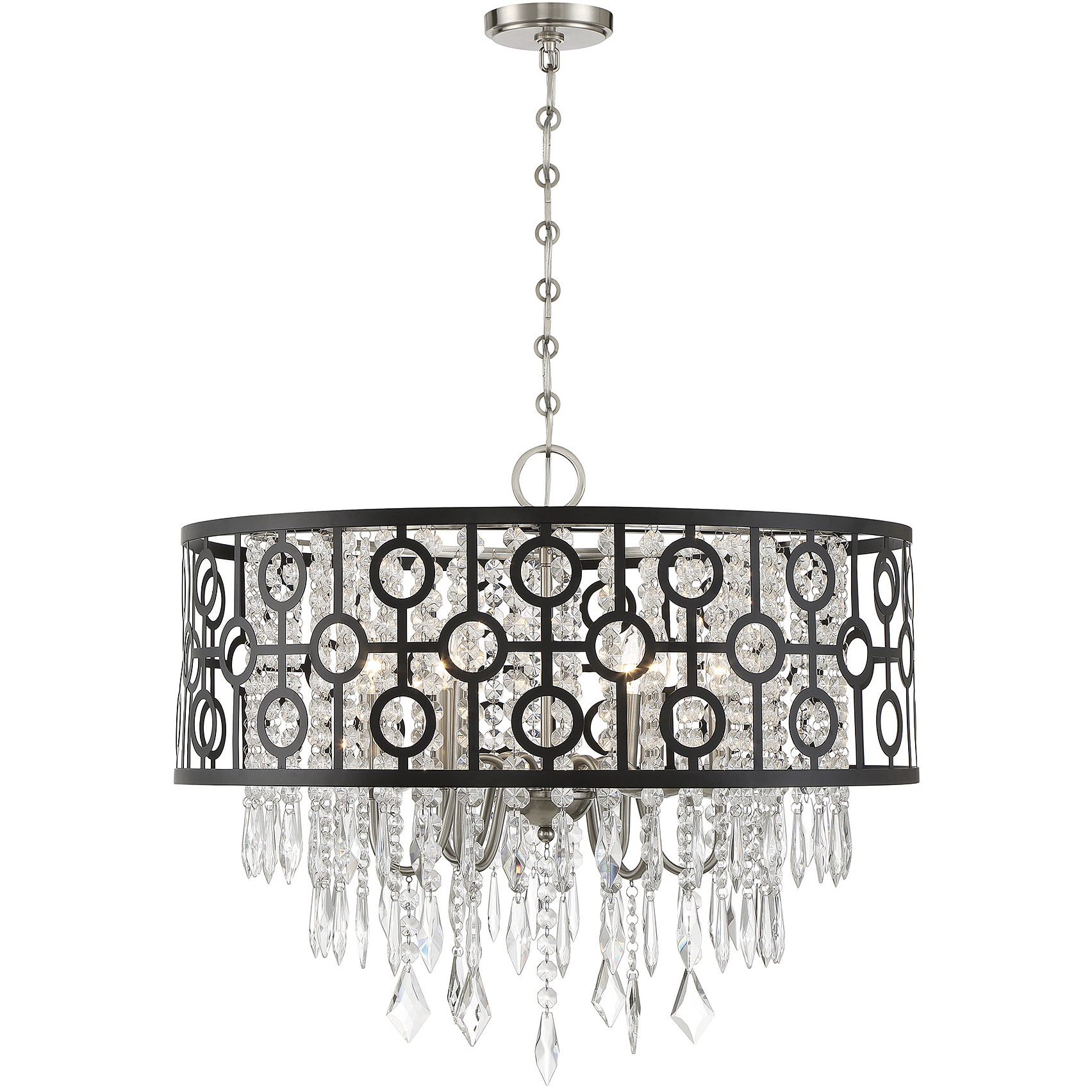 Rory 6 Light 28 inch Matte Black with Satin Nickel Pendant Ceiling Light