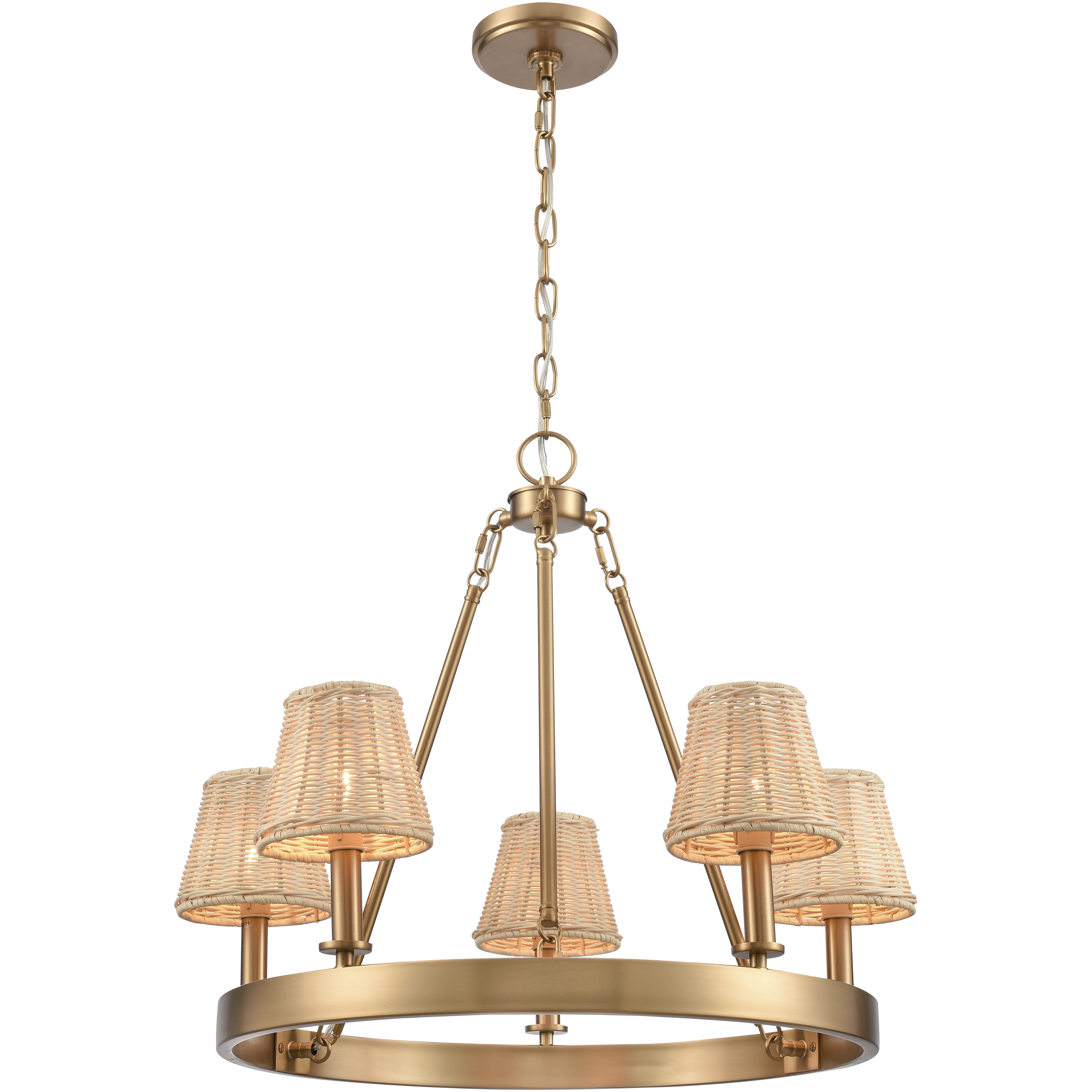 Rydell 5 Light 24.5 inch Brushed Gold Chandelier Ceiling Light
