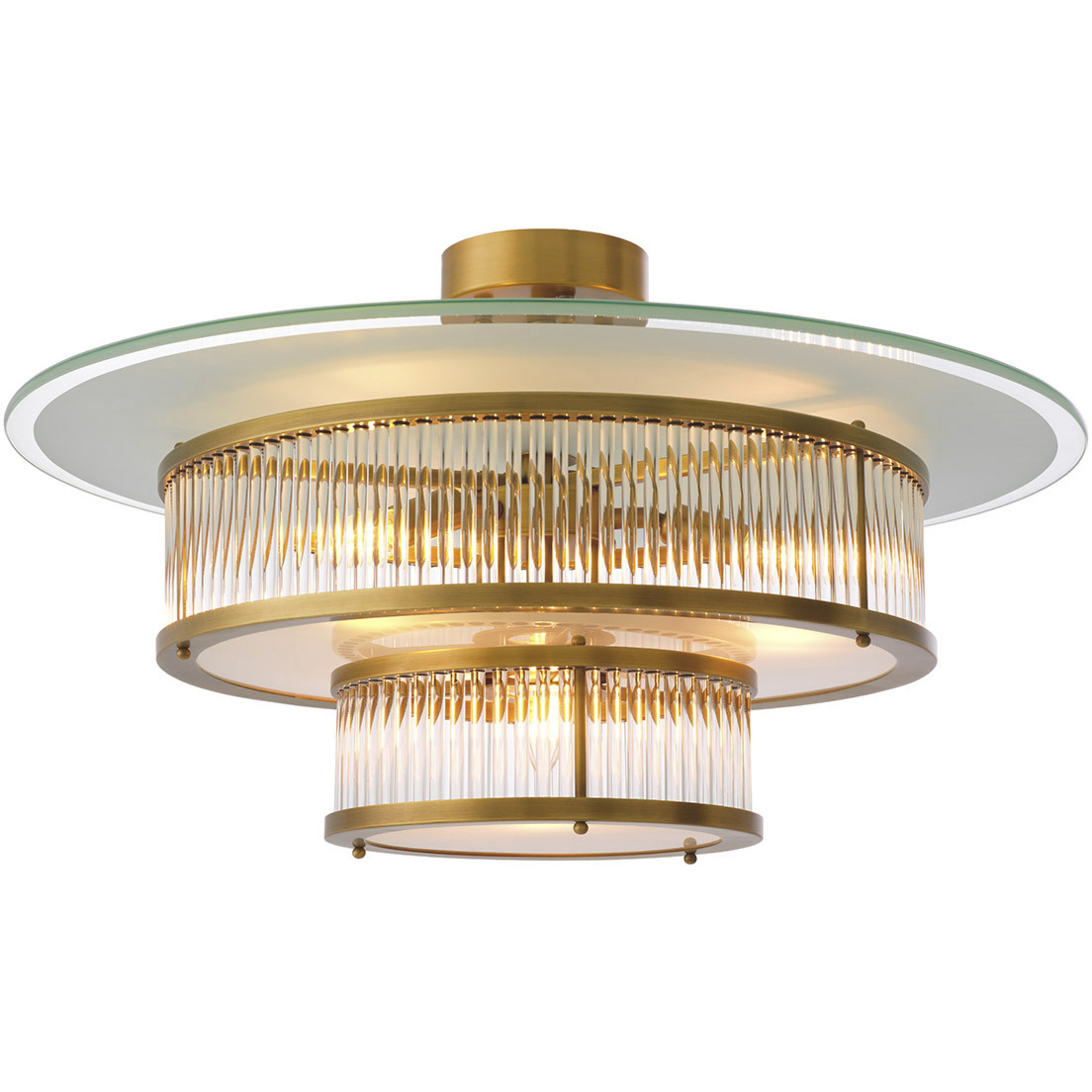 Frederic 4 Light 29.53 inch Antique Brass and Clear Glass and White Glass Ceiling Lamp Ceiling Light
