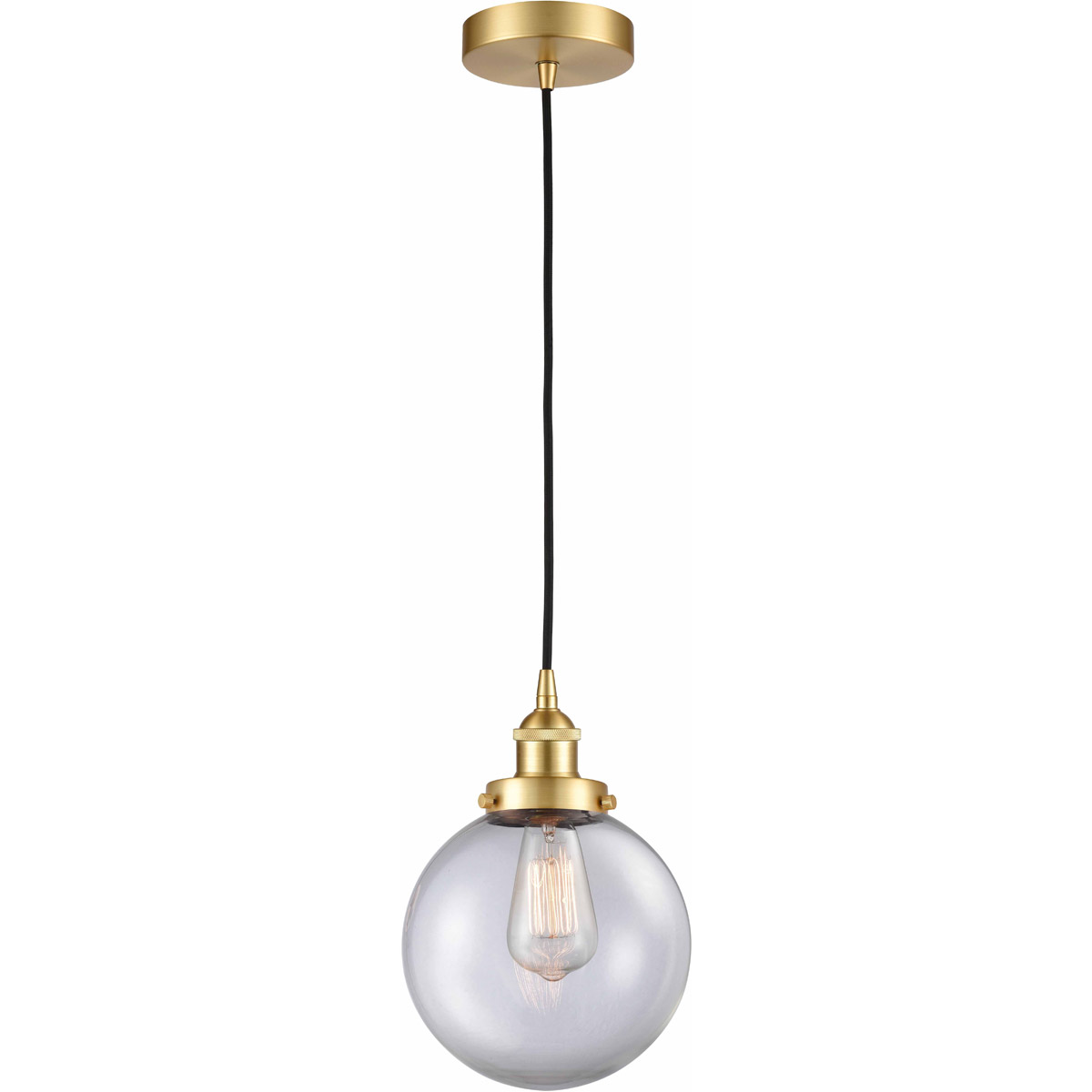 Edison Beacon LED 8 inch Satin Gold Mini Pendant Ceiling Light
