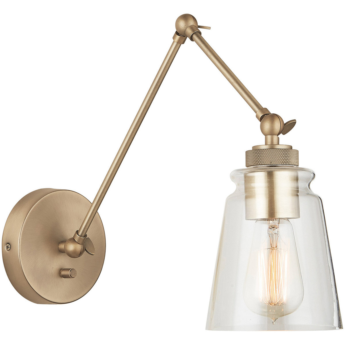 Profile 15.25 inch 100 watt Aged Brass Adjustable Swing Arm Sconce Wall Light