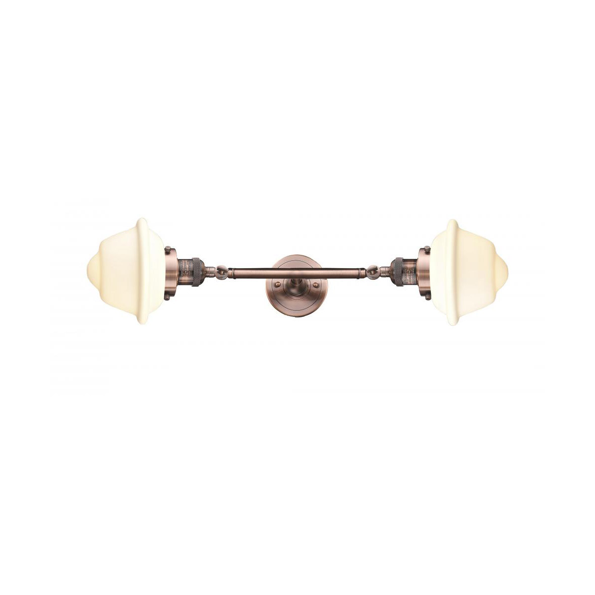 Franklin Restoration Small Oxford LED 8 inch Antique Copper Bath Vanity Light Wall Light in Matte White Glass, Franklin Restoration