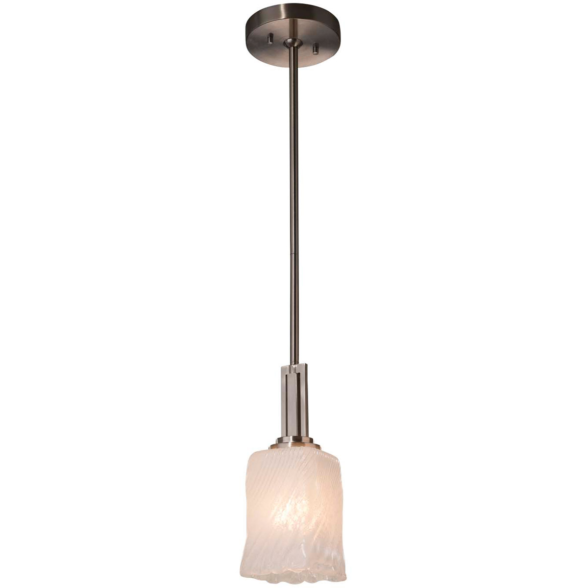 Veneto Luce Pendant Ceiling Light in Brushed Nickel, Whitewash (Veneto Luce), Square with Rippled Rim, Incandescent