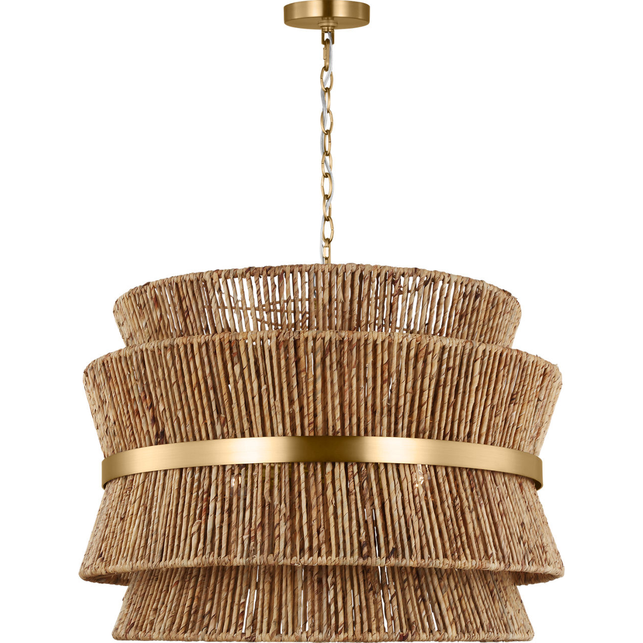 Drew & Jonathan Thurlo 4 Light 32 inch Satin Brass Hanging Shade Pendant Ceiling Light