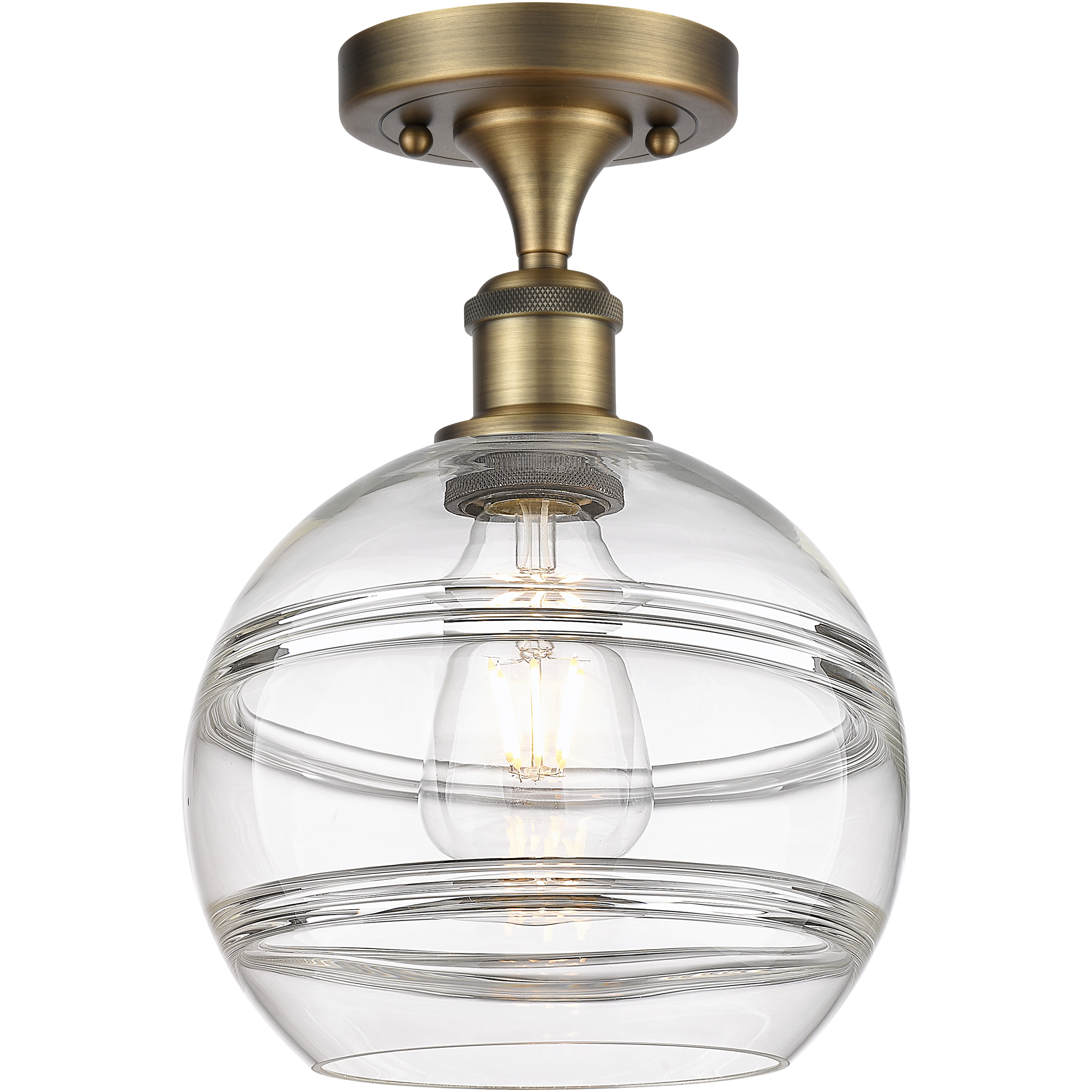 Edison Rochester 1 Light 8 inch Brushed Brass Semi-Flush Mount Ceiling Light in Clear Glass