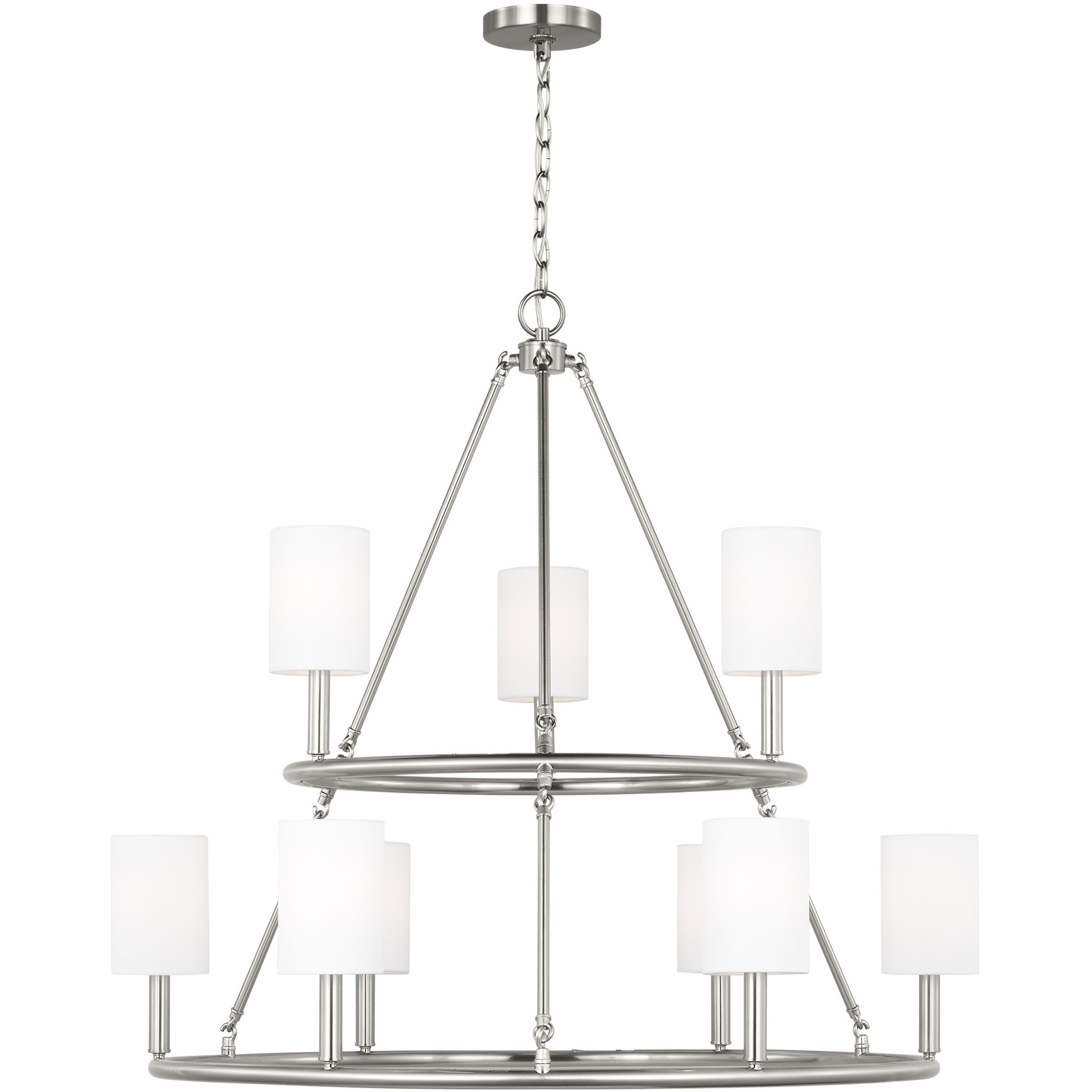Drew & Jonathan Egmont 9 Light 36 inch Brushed Steel Chandelier Ceiling Light