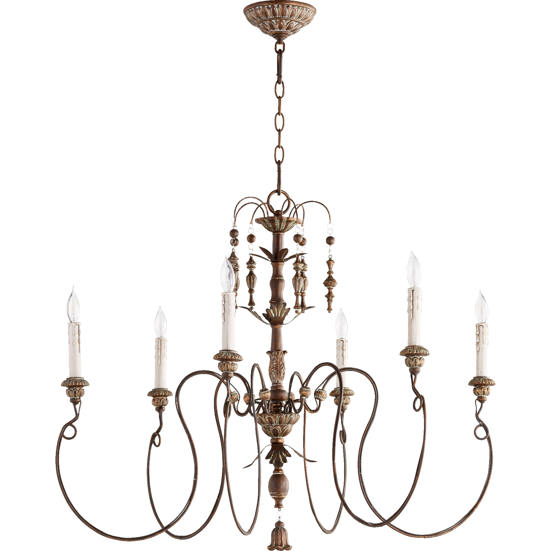 Salento 6 Light 32 inch Vintage Copper Chandelier Ceiling Light