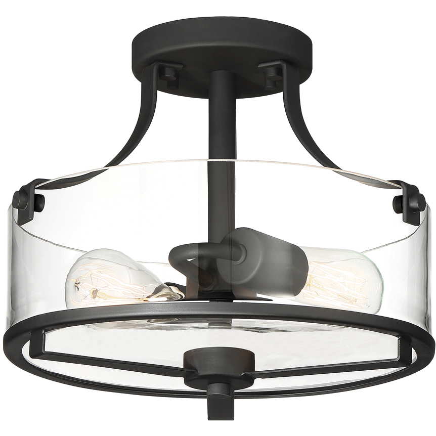 Jedrek 2 Light 13 inch Black Semi-Flush Ceiling Light