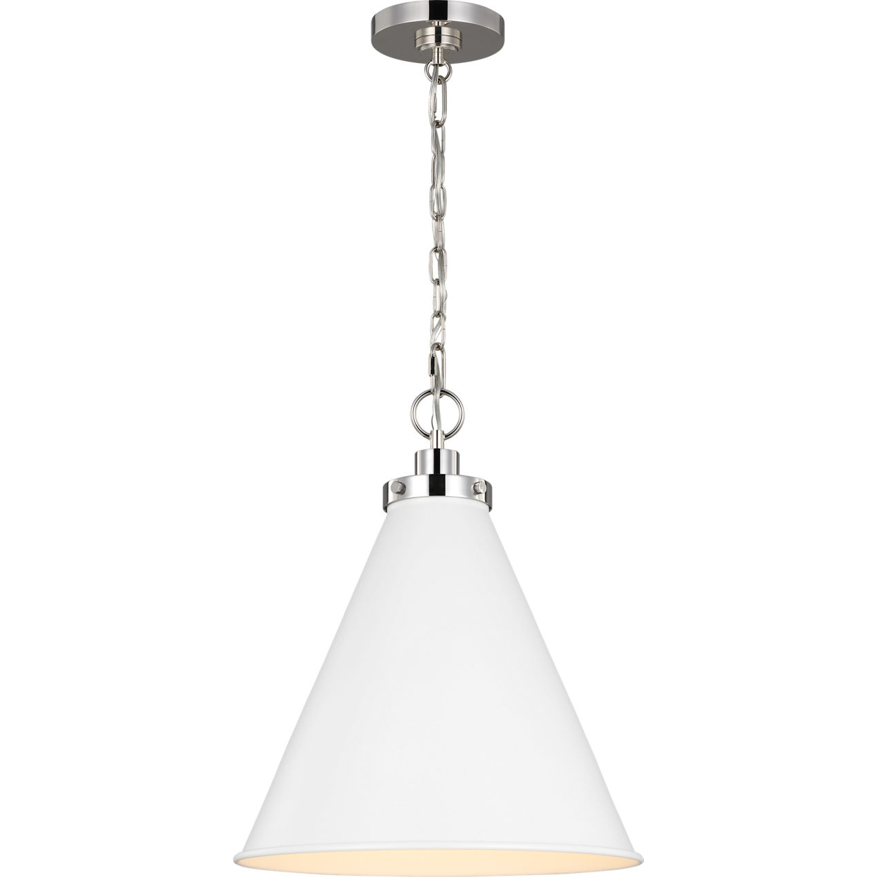 C&M by Chapman & Myers Wellfleet 1 Light 15.63 inch Matte White and Polished Nickel Pendant Ceiling Light in Matte White / Polished Nickel