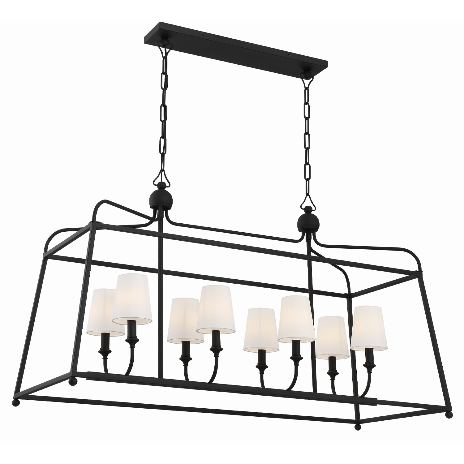 Sylvan 8 Light 42 inch Black Forged Linear Chandelier Ceiling Light