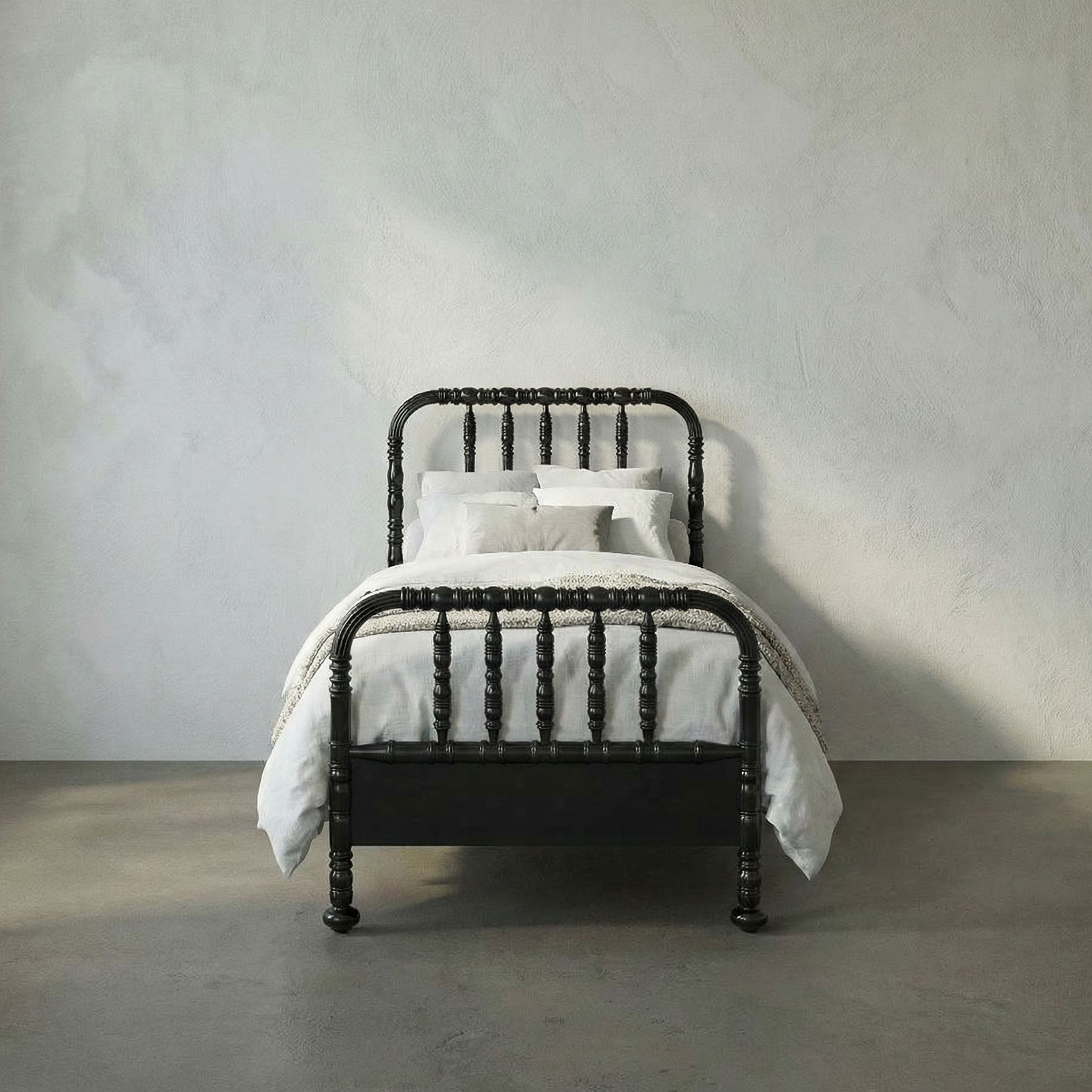 Bachelor Hand Rubbed Black Bed, Twin