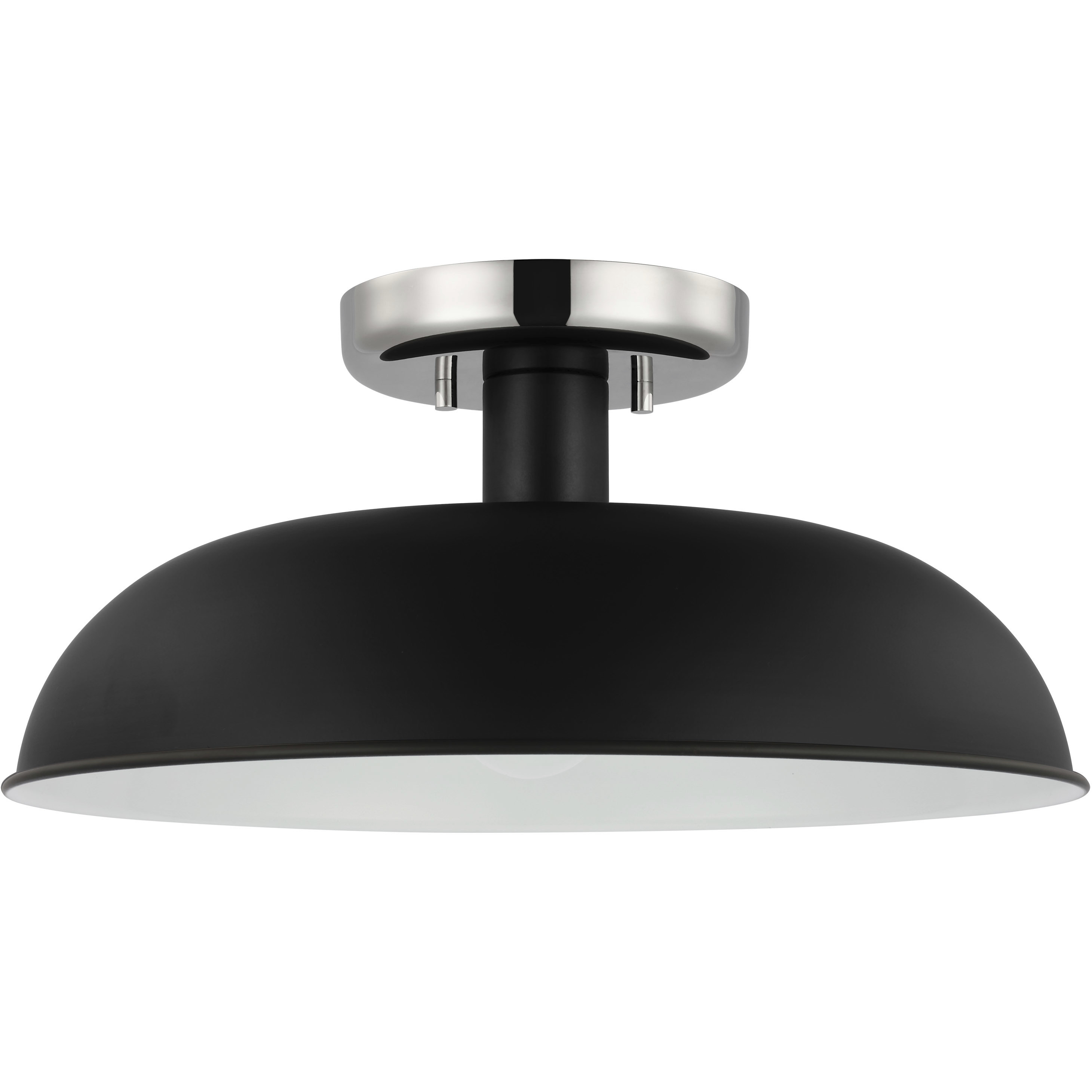 Colony 1 Light 15 inch Matte Black/Polished Nickel Semi Flush Ceiling Light
