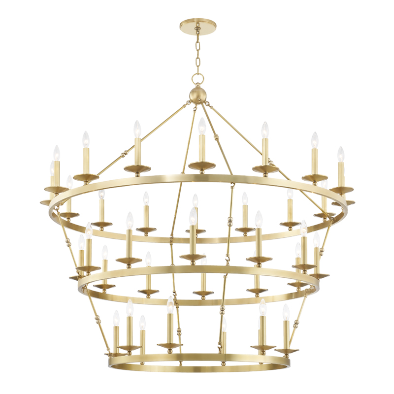 Allendale 36 Light 58 inch Aged Brass Chandelier Ceiling Light