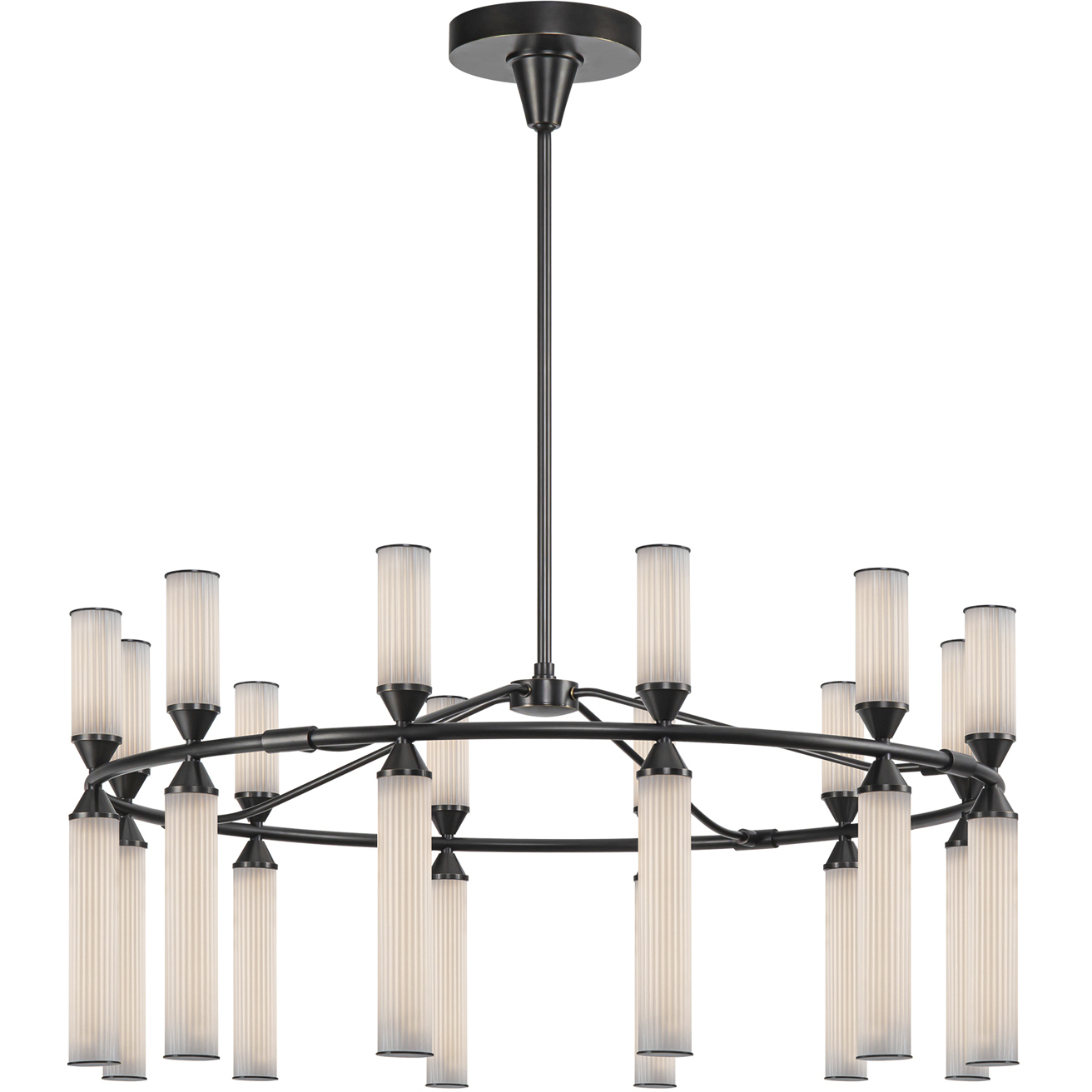 Edwin LED 37.5 inch Urban Bronze/Frosted Ribbed Glass Chandelier Ceiling Light