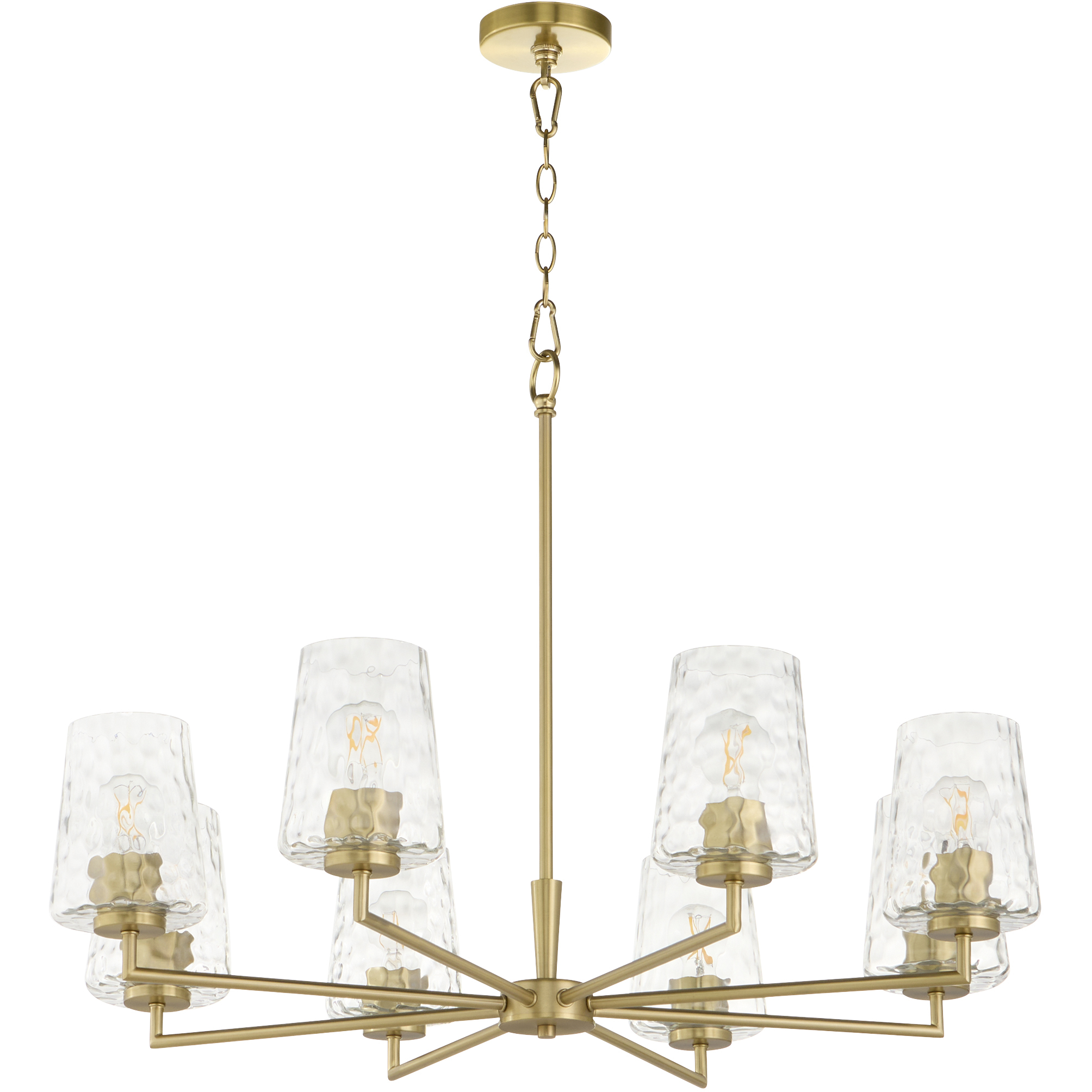 Goodwin 8 Light 32 inch Aged Brass Chandelier Ceiling Light in Clear Hammered