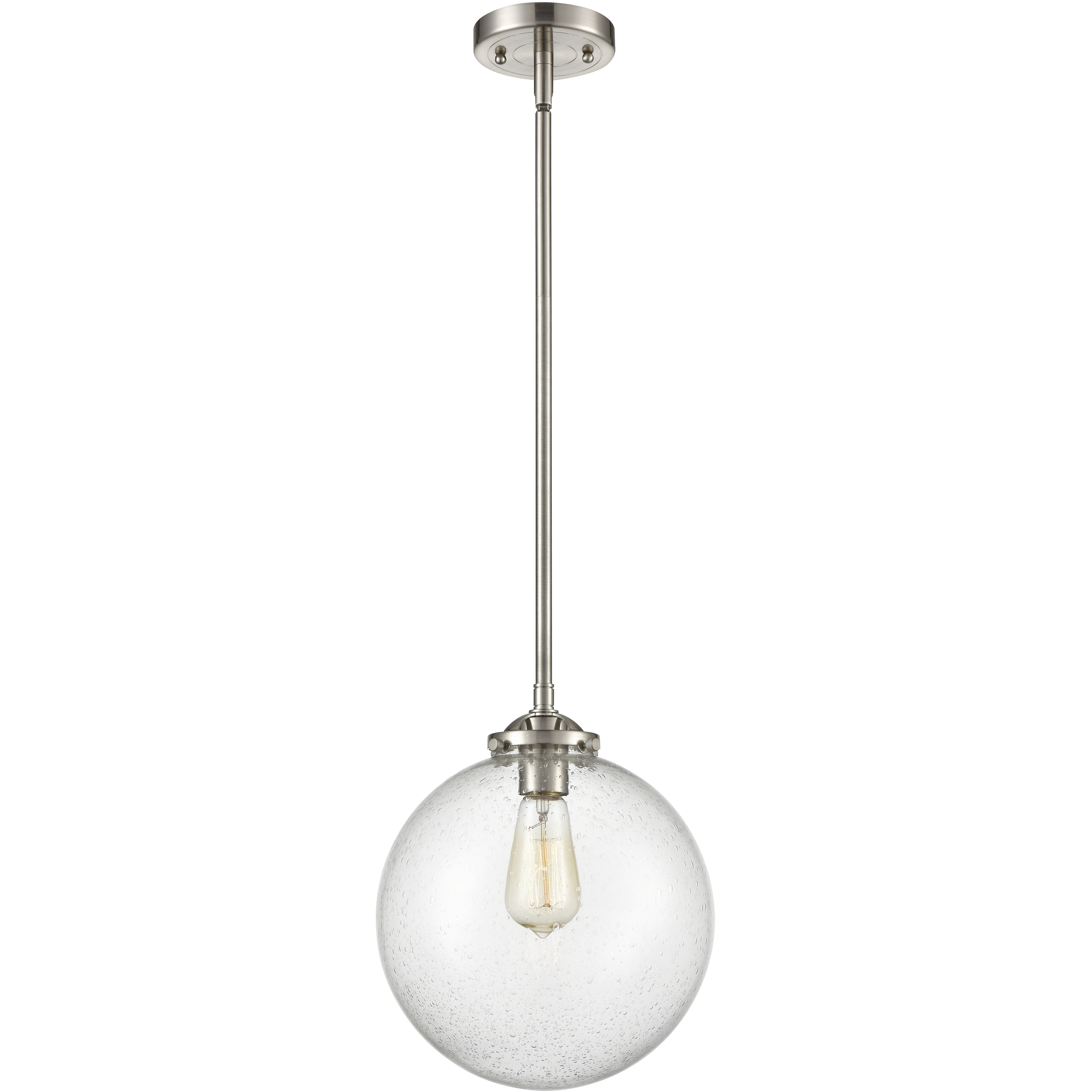 Nouveau Beacon 1 Light 10 inch Brushed Satin Nickel Mini Pendant Ceiling Light in Incandescent, Seedy, Nouveau