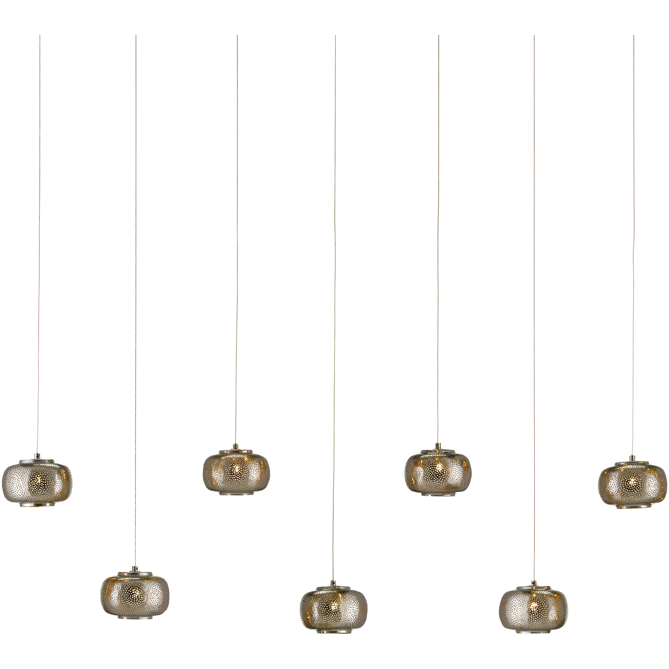 Pepper 7 Light 60 inch Silver Multi-Drop Linear Pendant Ceiling Light