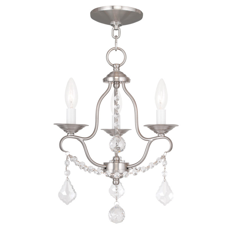 Livex 6423-91 Chesterfield 3 Light 12 inch Brushed Nickel