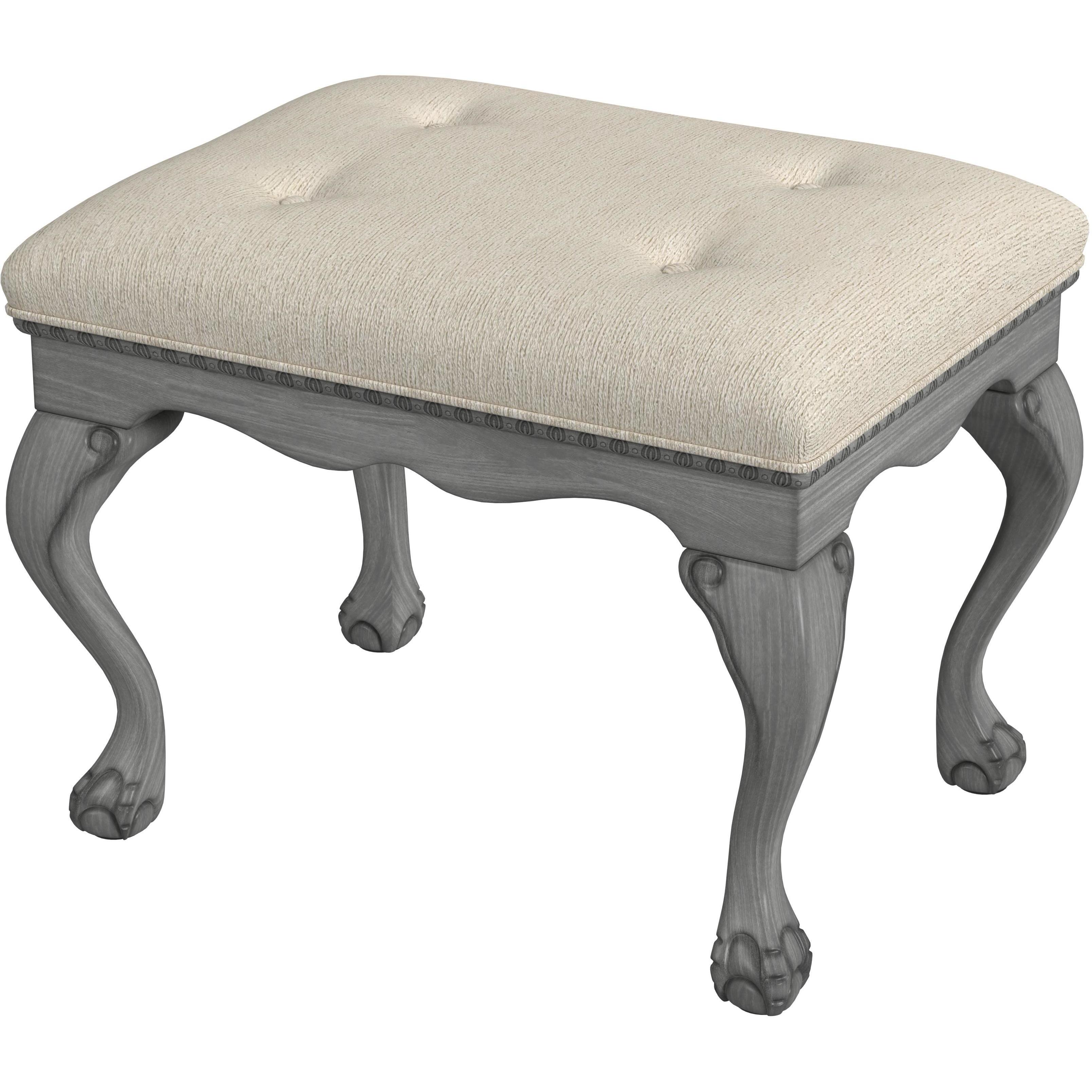 Ashford Upholstered 25.5"W Vanity Stool in Gray